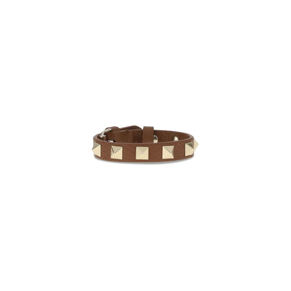 Valentino Garavani Brown Leather and Metal Bracelet | Regal Royce