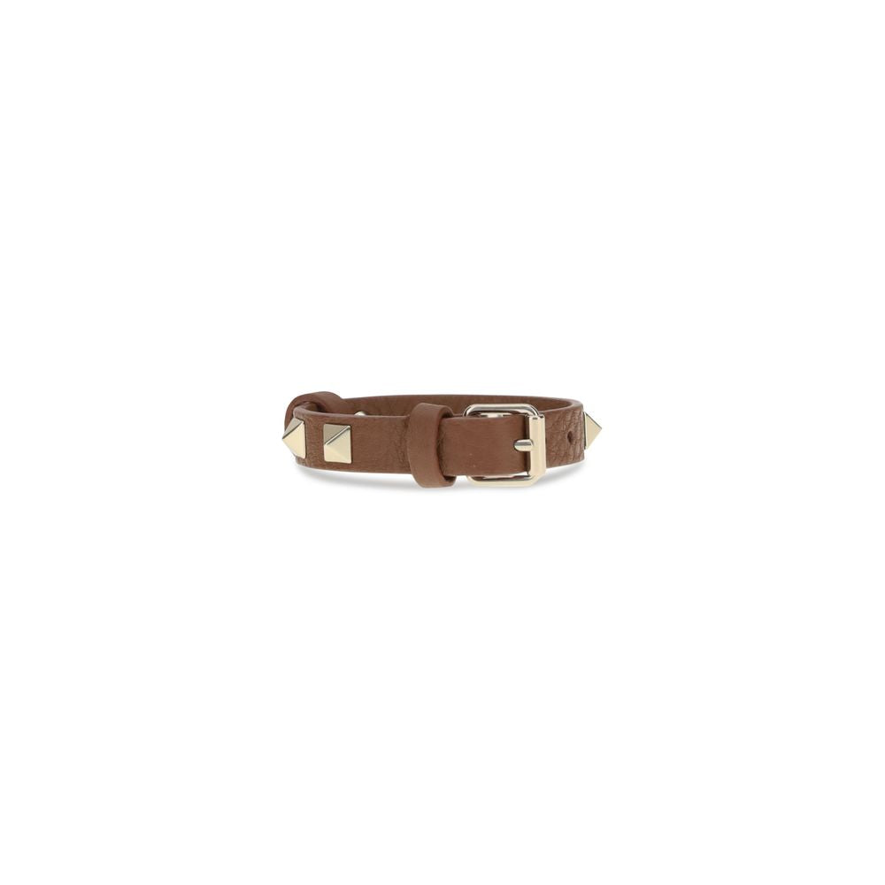 Valentino Garavani Brown Leather and Metal Bracelet | Regal Royce