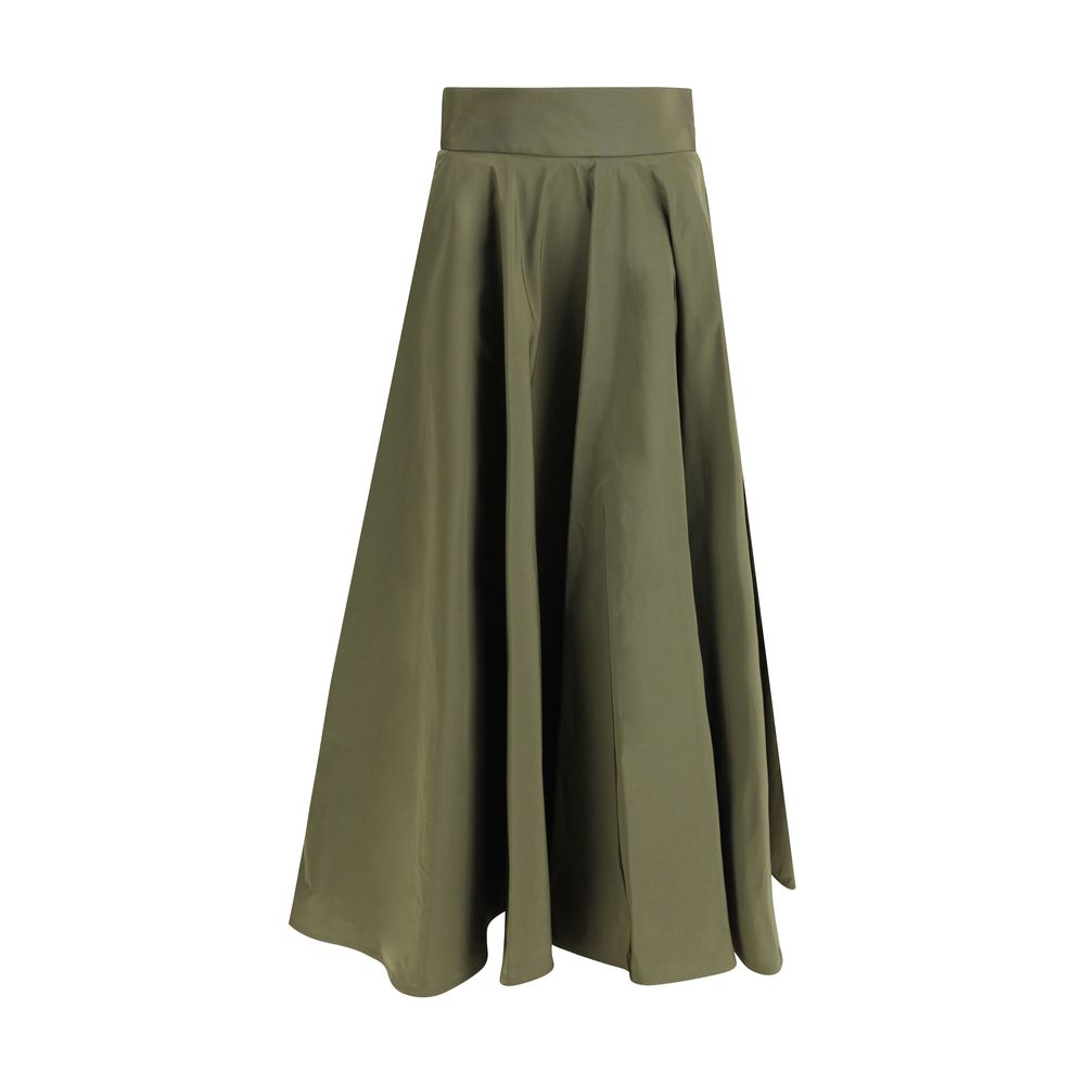 Sara Roka Green Polyester Midi Skirt