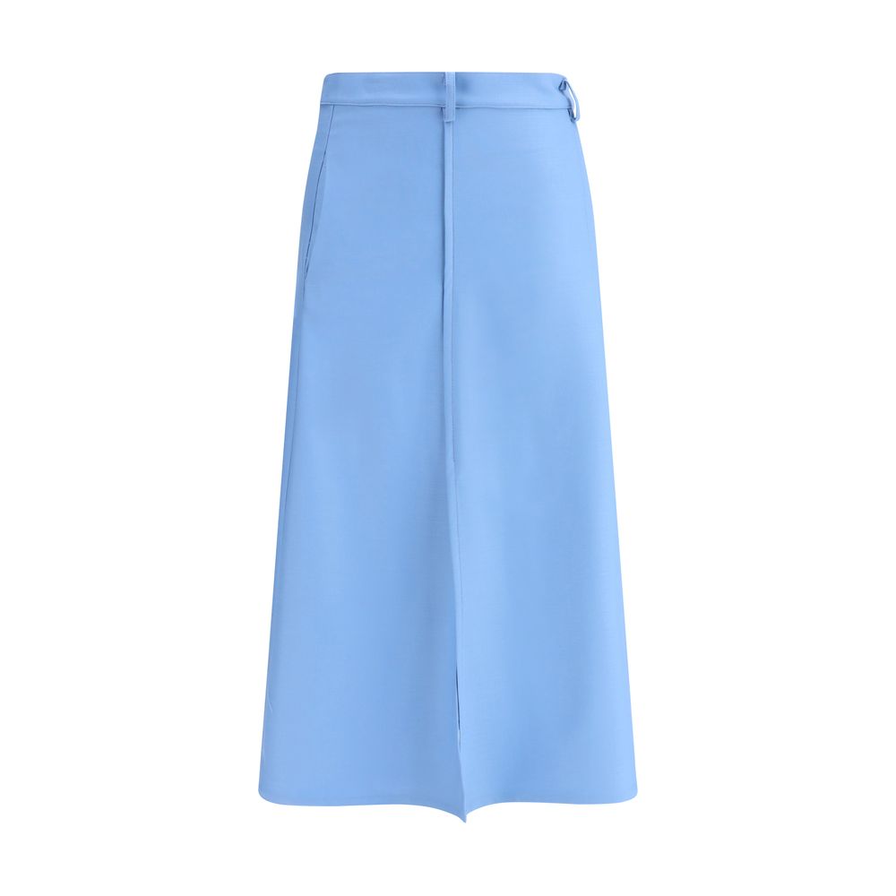 Crida Milano Light Blue Wool Midi Skirt | Regal Royce
