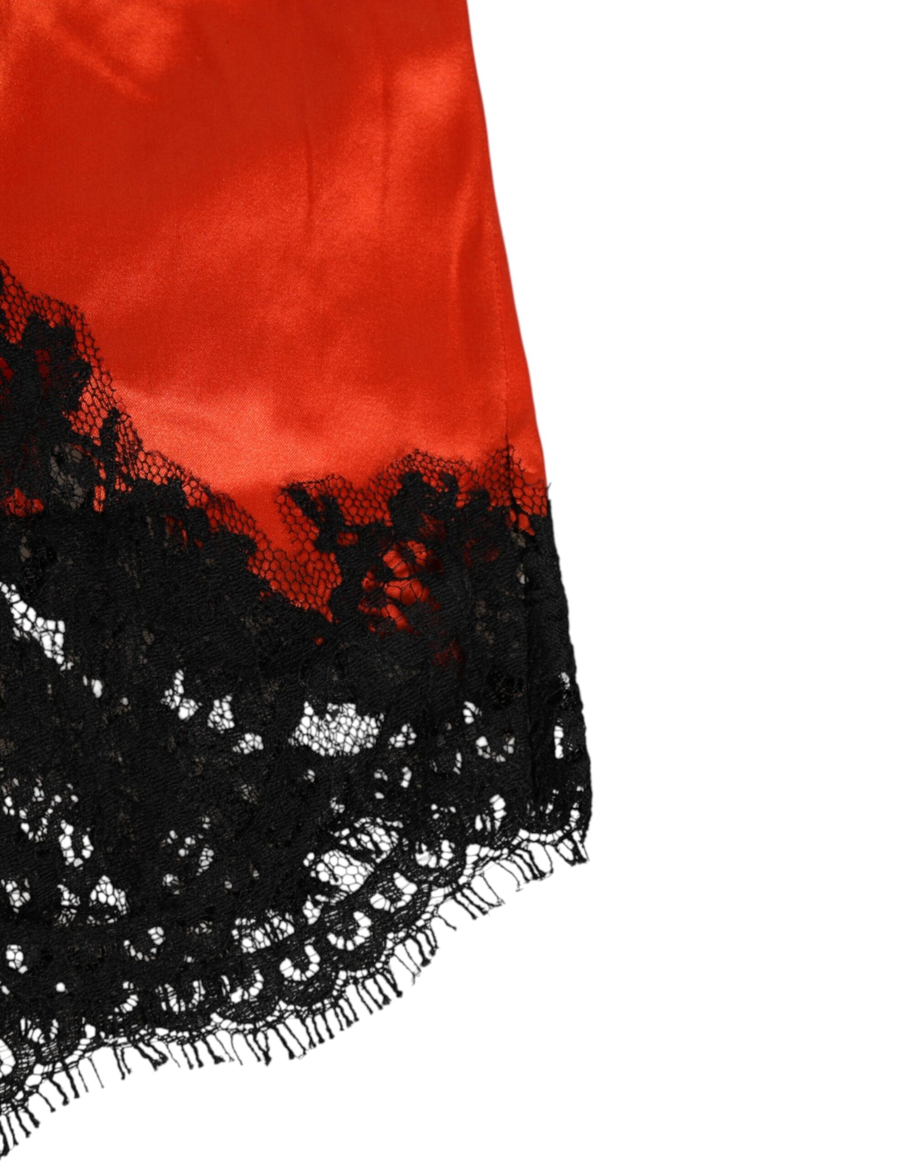 Dolce & Gabbana Red Silk Satin Lace Shorts Underwear | Regal Royce