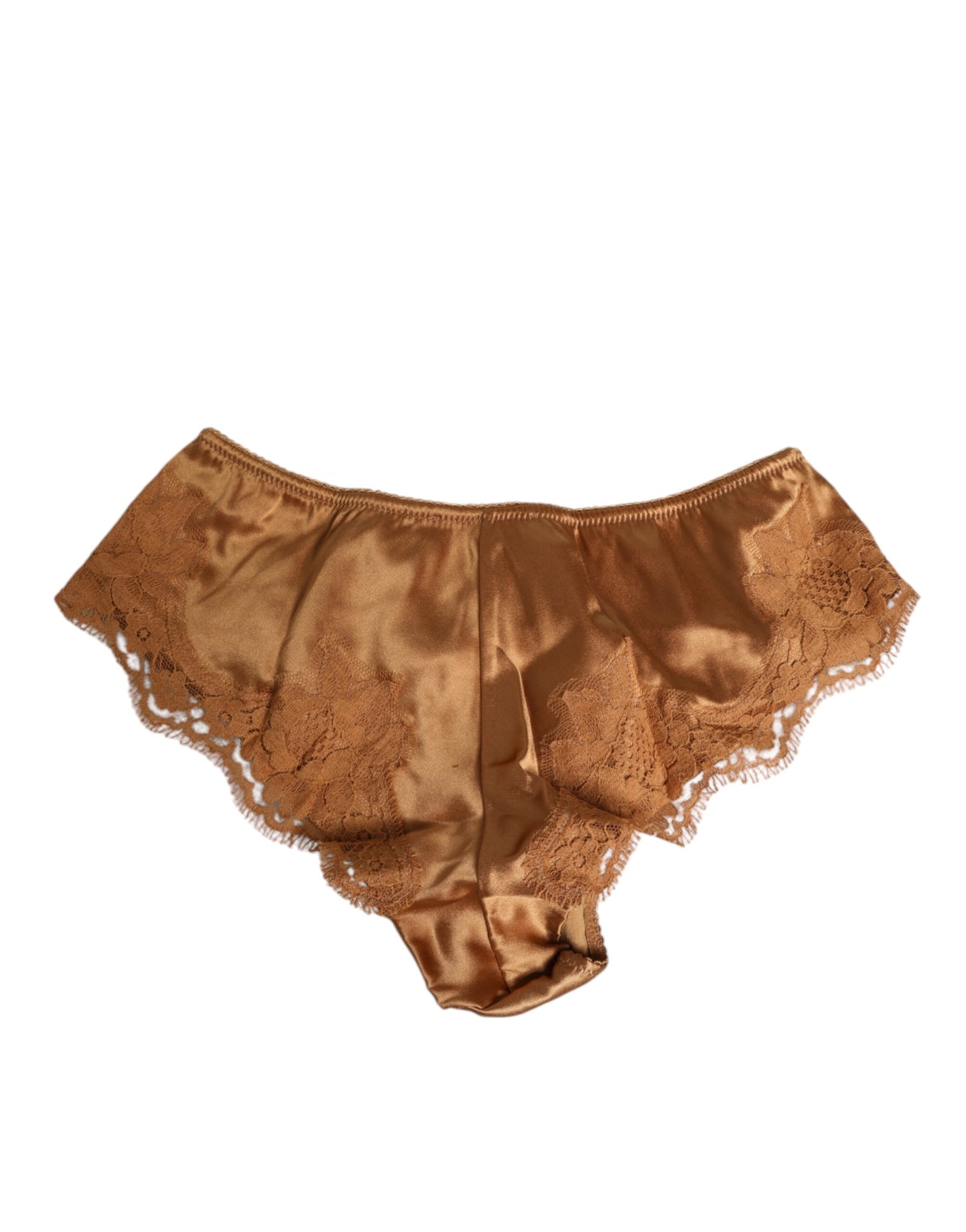 Dolce & Gabbana Brown Lace Silk Satin Slip Panties Underwear | Regal Royce