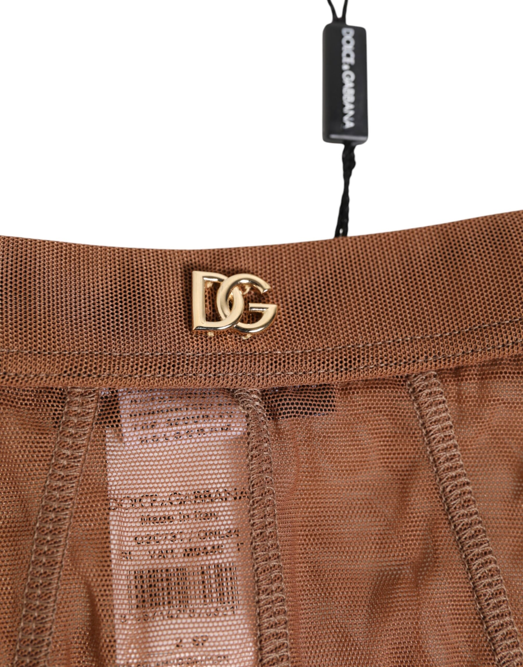 Dolce & Gabbana Brown Sheer Mesh High Waist Briefs Underwear | Regal Royce