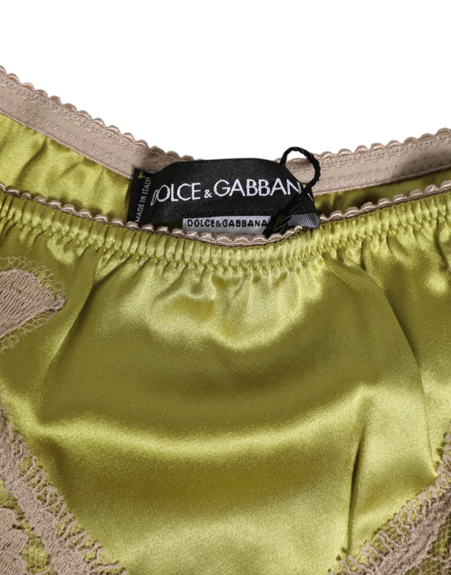 Dolce & Gabbana Green Silk Satin Lace Trim New Slip Underwear | Regal Royce