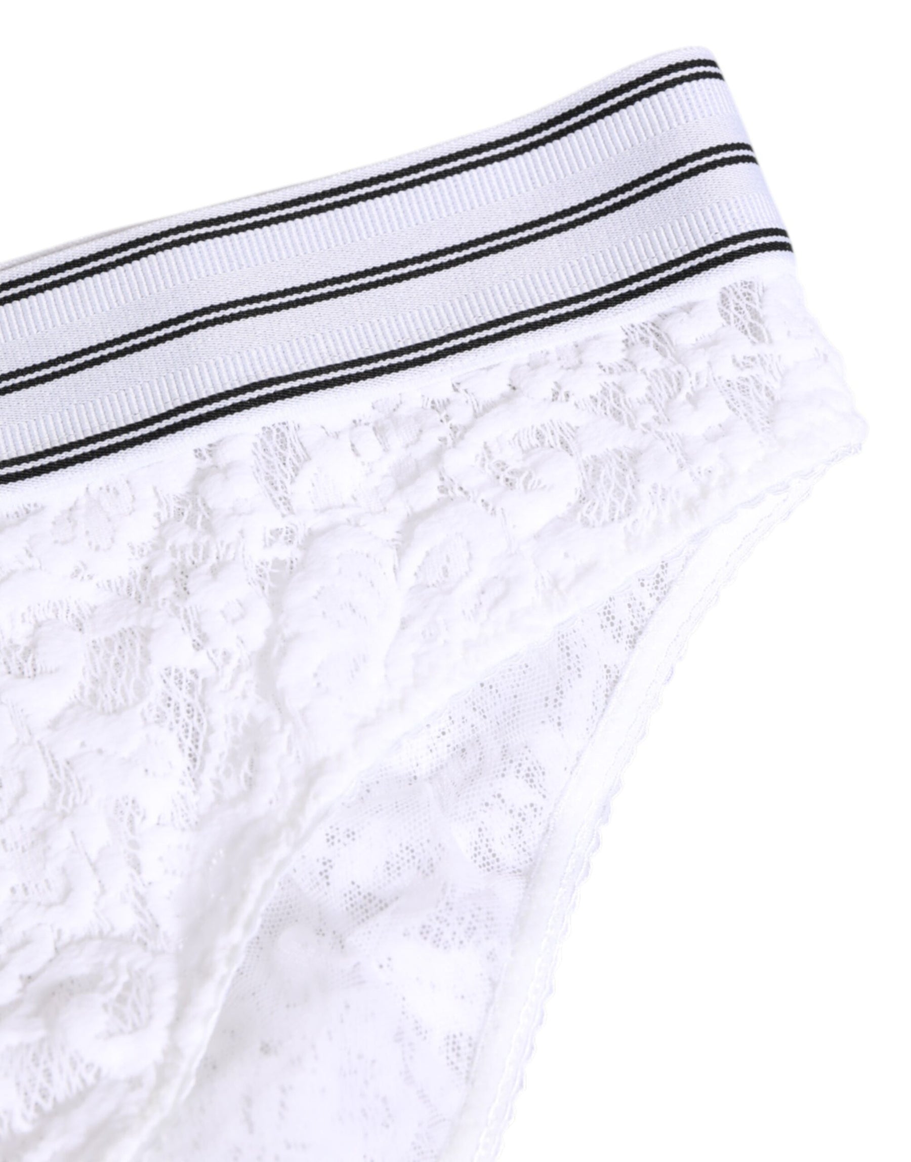 Dolce & Gabbana White Lace Slip Brief Logo Waistband Underwear | Regal Royce