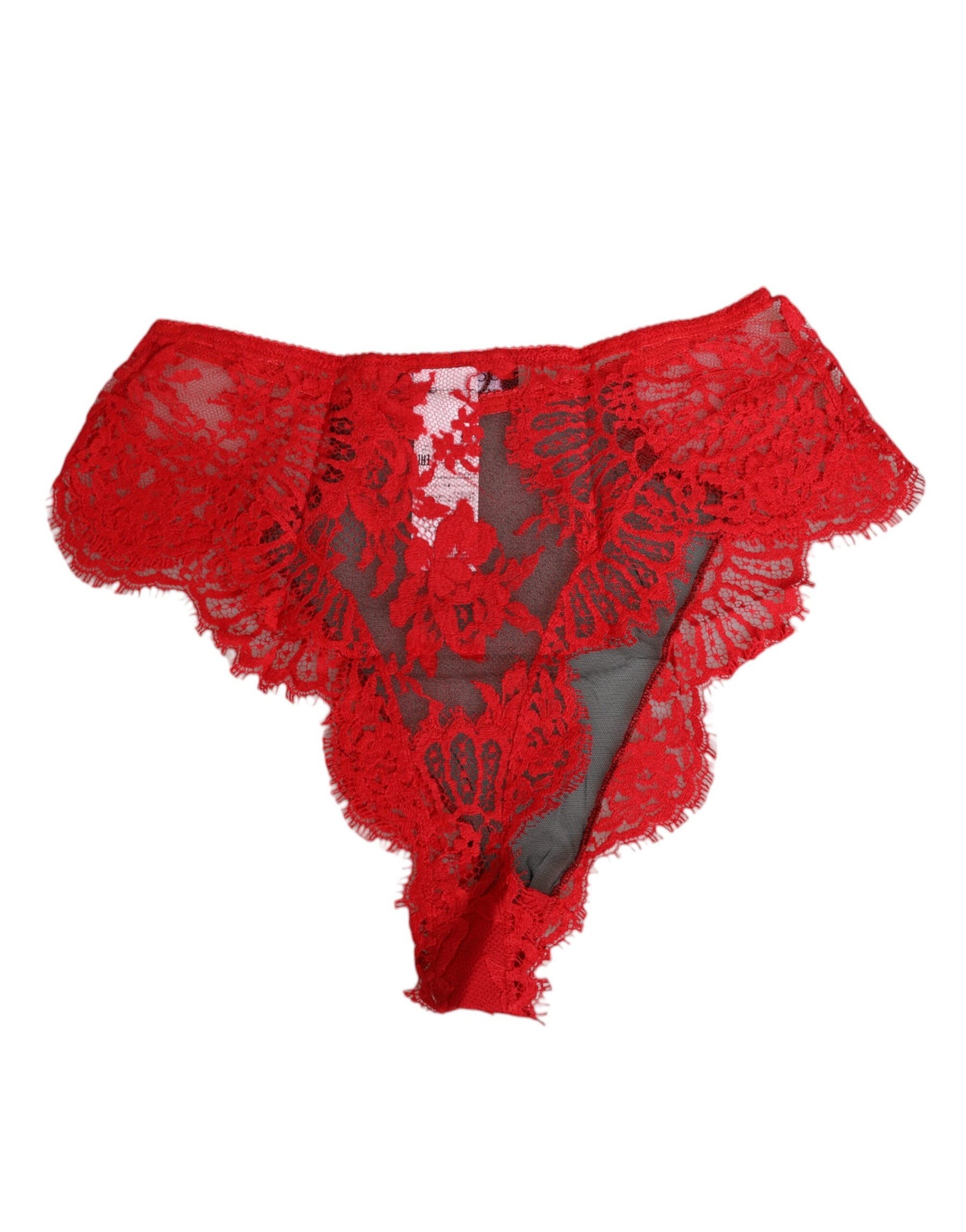 Dolce & Gabbana Red Floral Lace Sheer Briefs Women Underwear | Regal Royce