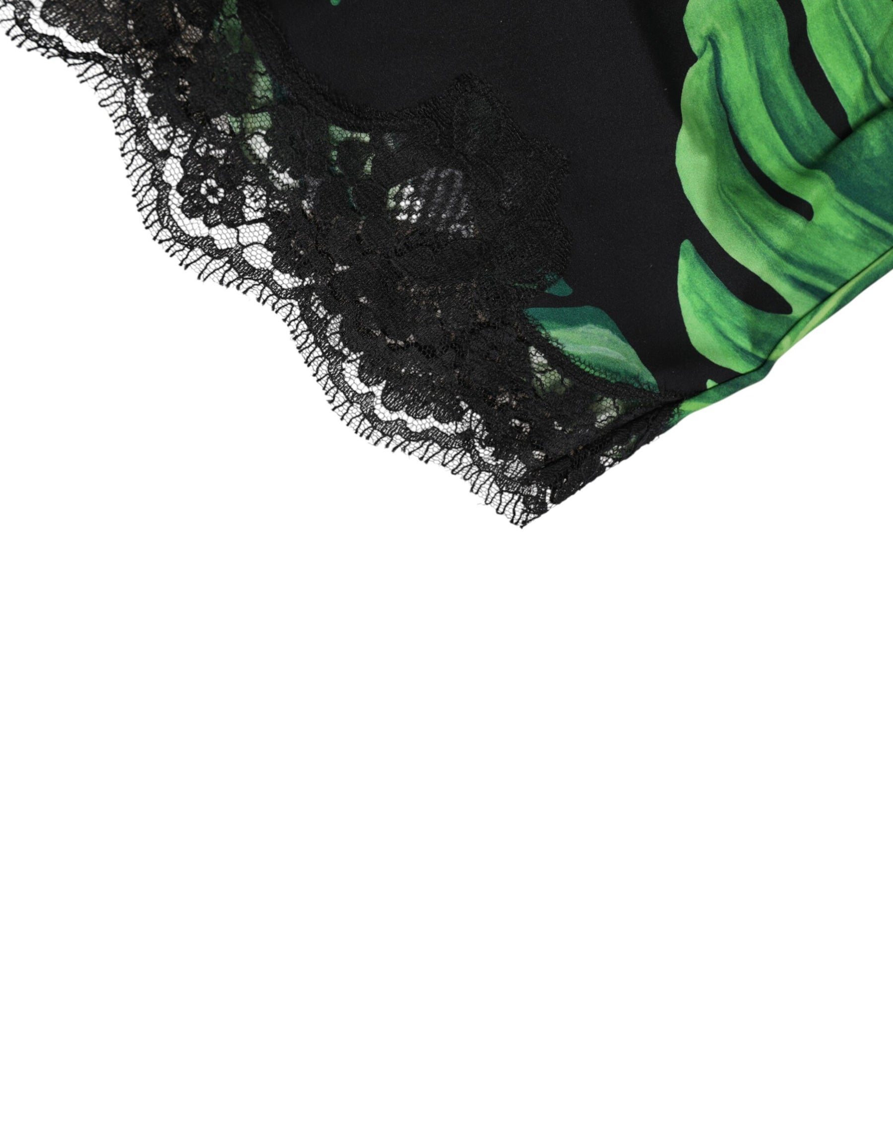 Dolce & Gabbana Black Green Tropical Print Lace Underwear | Regal Royce
