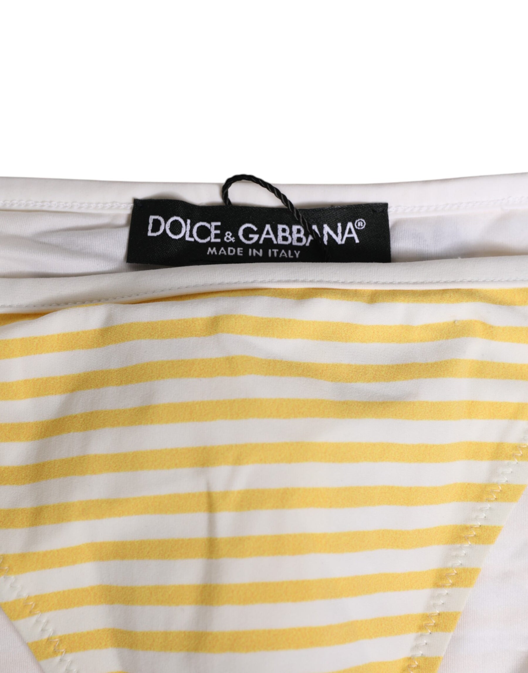Dolce & Gabbana White Yellow Stripe Tie Side Logo Underwear | Regal Royce