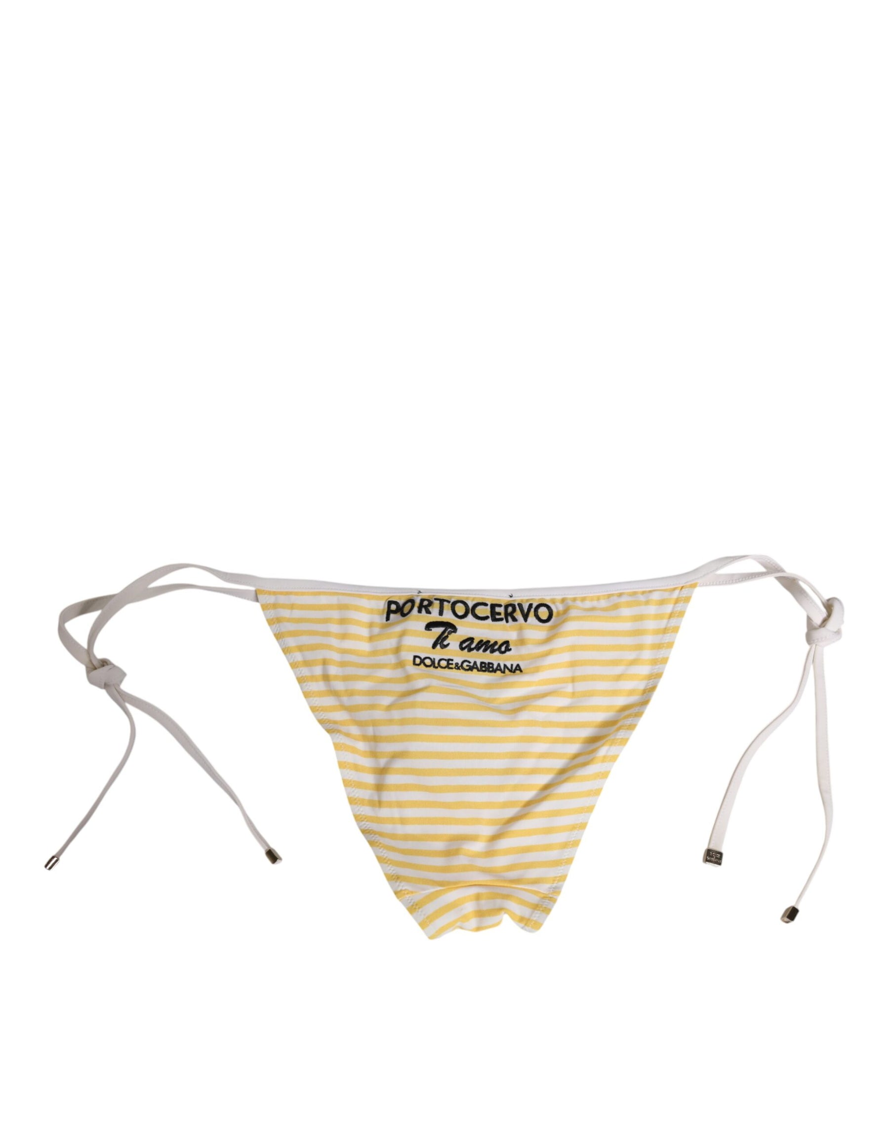 Dolce & Gabbana White Yellow Stripe Tie Side Logo Underwear | Regal Royce