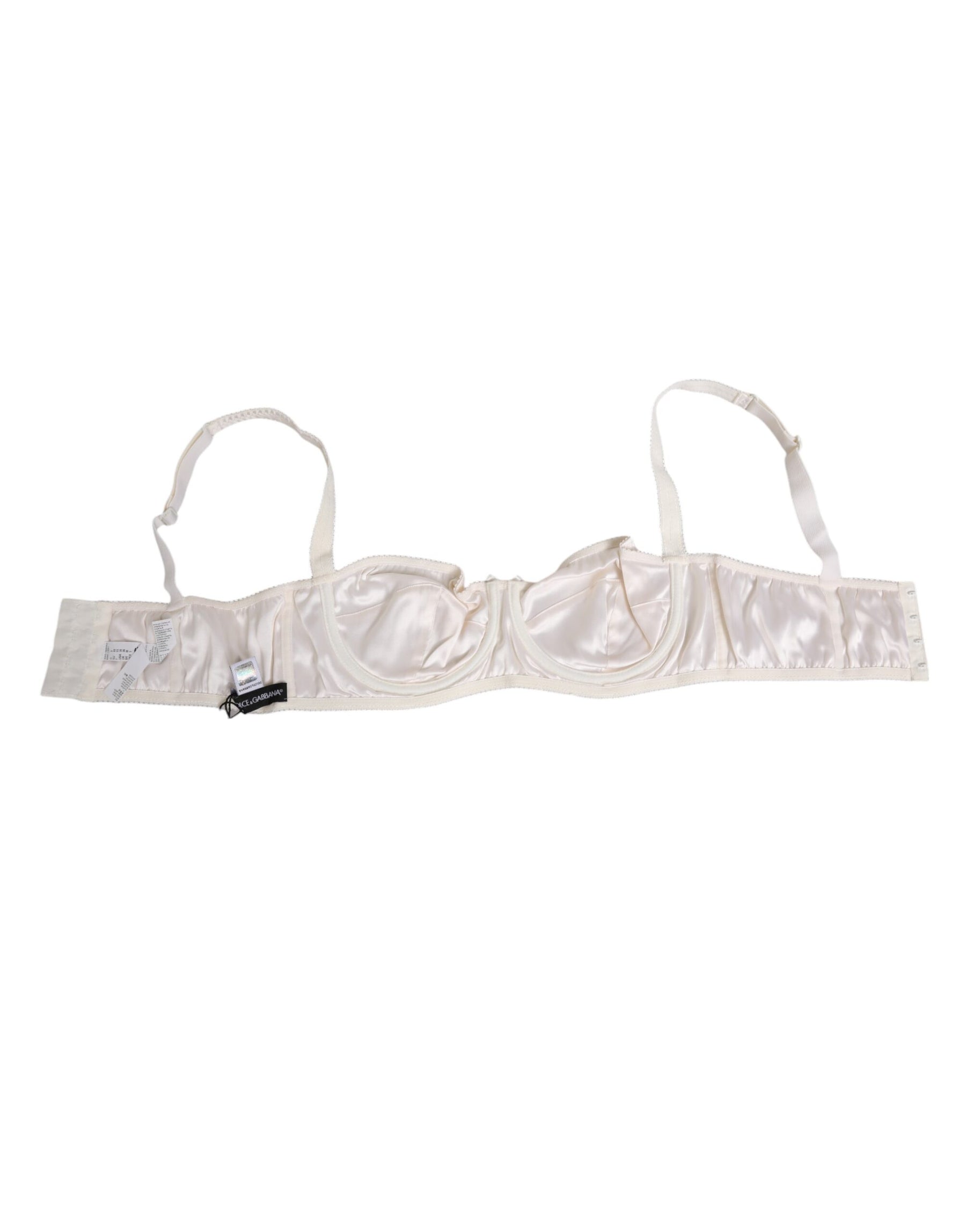 Dolce & Gabbana White Silk Satin Balconnet Lingerie Bra Underwear | Regal Royce