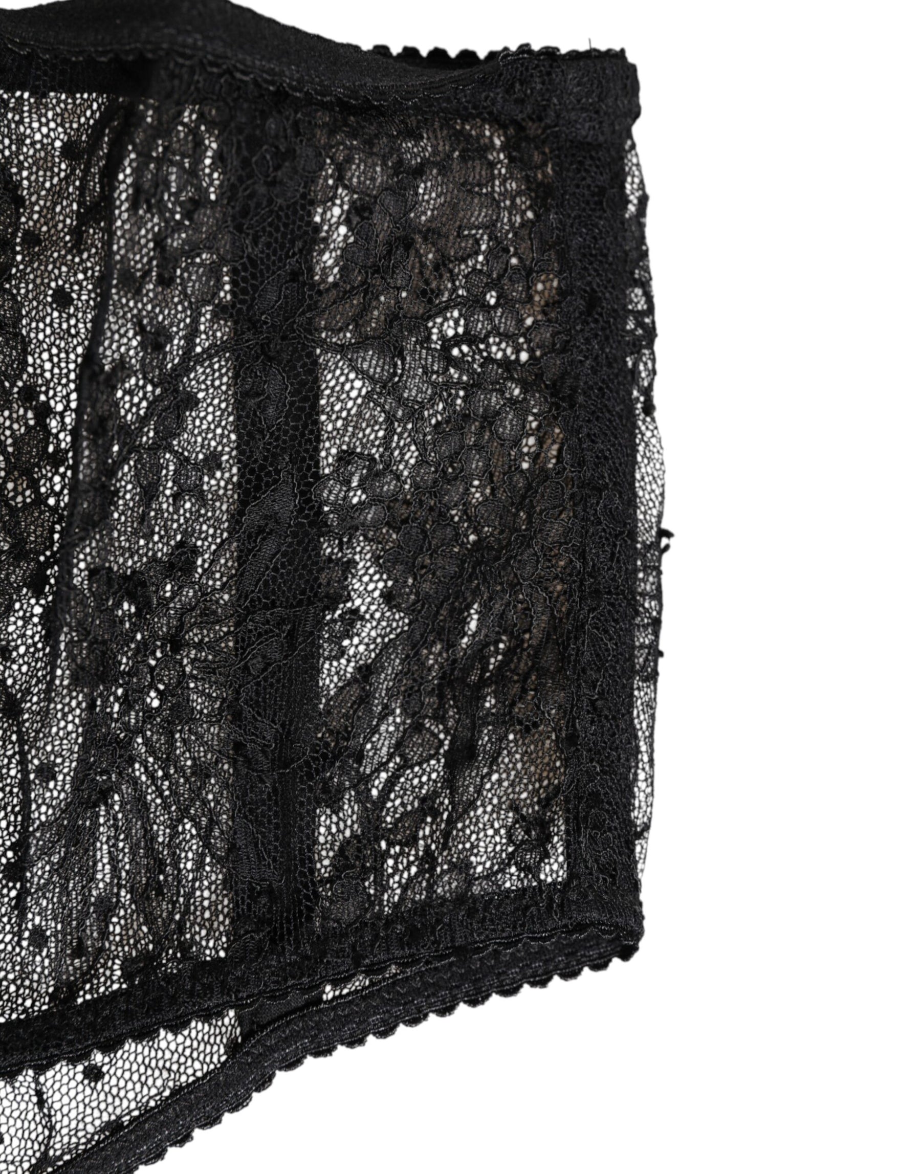 Dolce & Gabbana Black Lace Polka Dot Mesh High Waist Underwear | Regal Royce