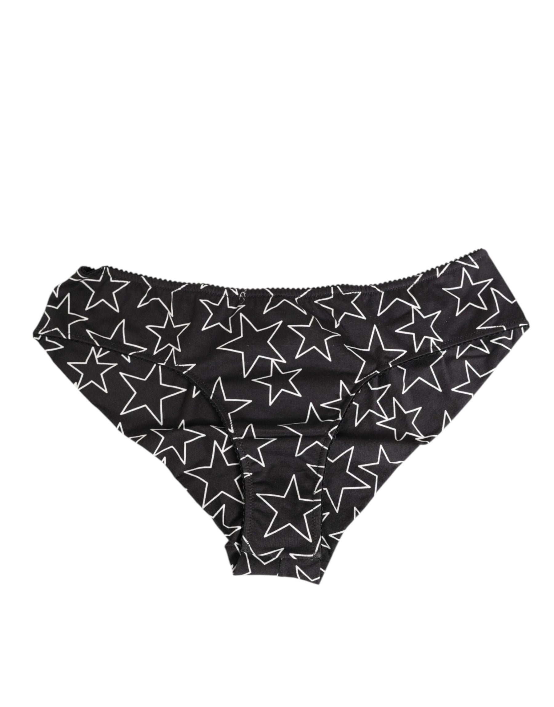 Dolce & Gabbana Black White Star Print Cotton Slip Panty Underwear | Regal Royce