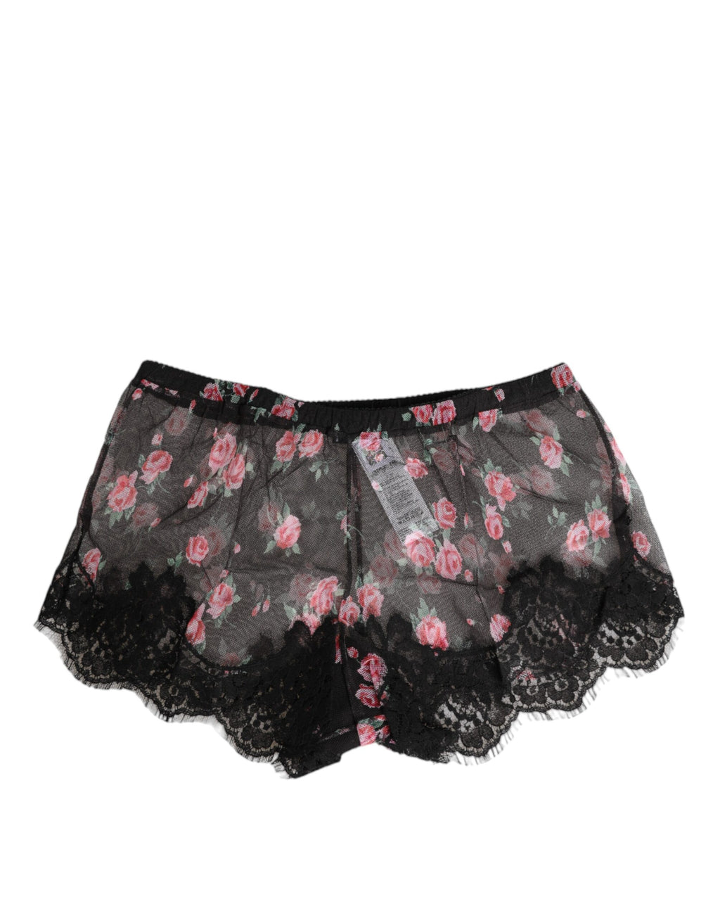 Dolce & Gabbana Black Pink Floral Lace Mesh Lingeri Underwear
