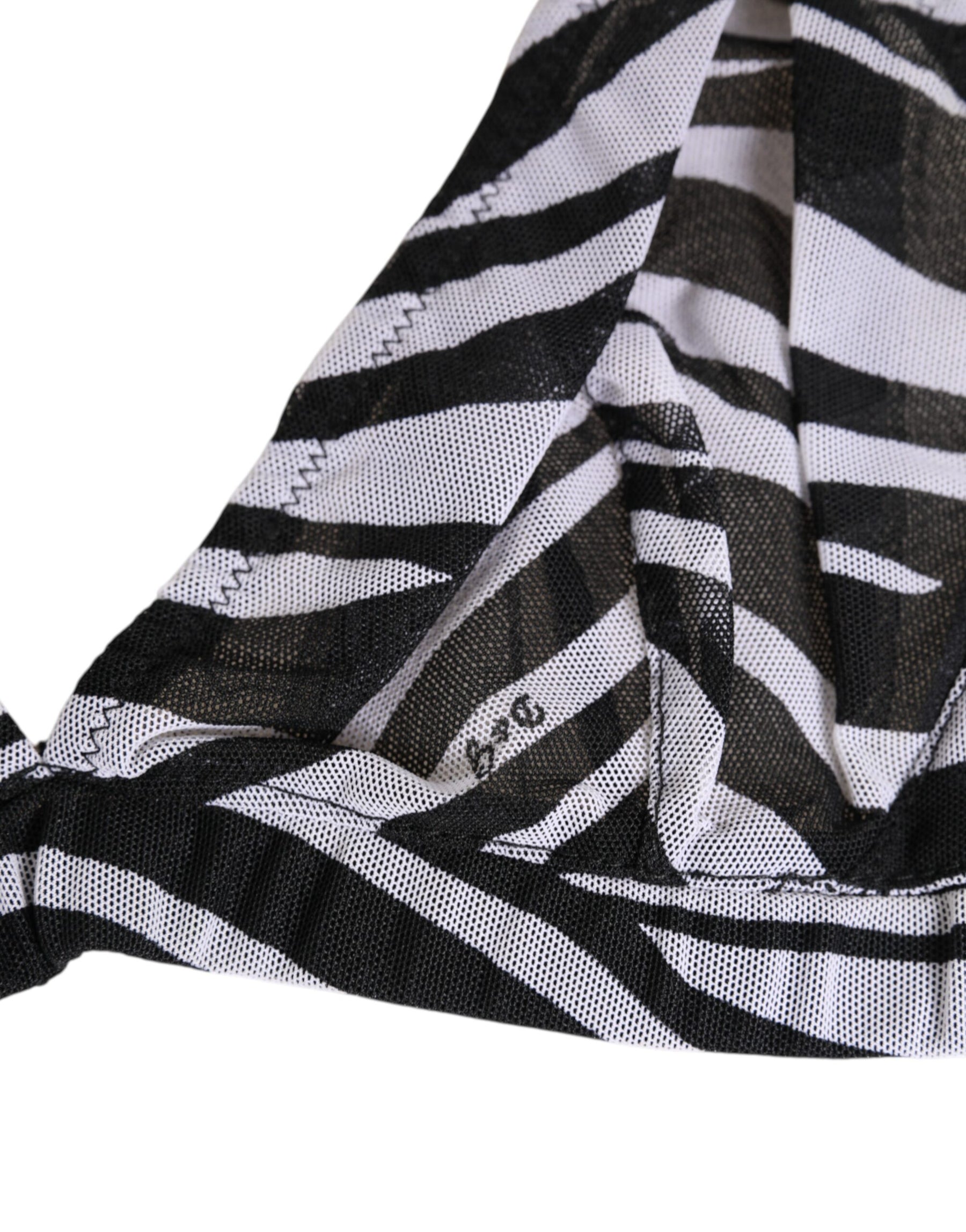 Dolce & Gabbana Black White Zebra Print Sheer Mesh Bralette Underwear | Regal Royce