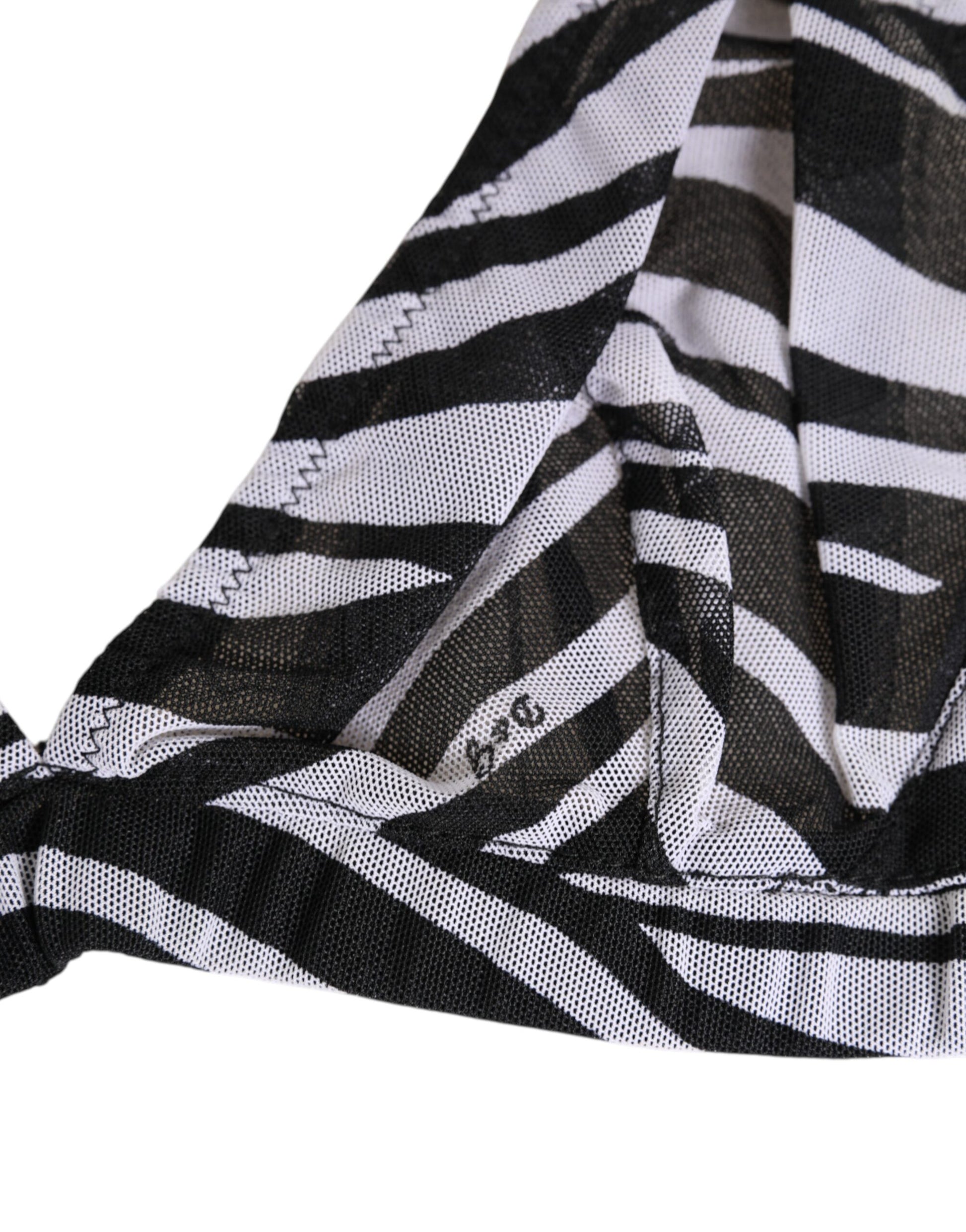 Dolce & Gabbana Black White Zebra Print Sheer Mesh Bralette Underwear
