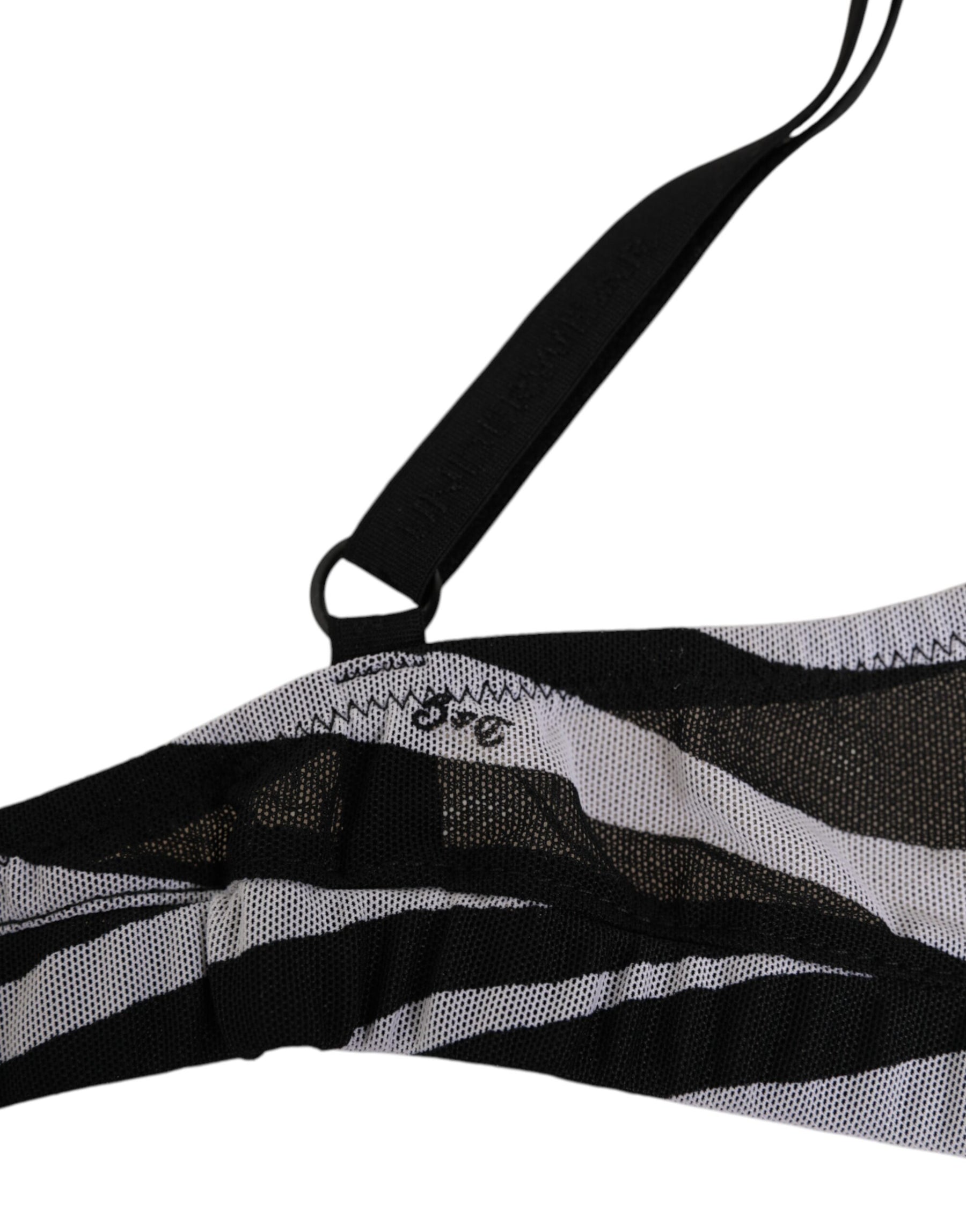 Dolce & Gabbana Black White Zebra Print Sheer Mesh Bralette Underwear | Regal Royce