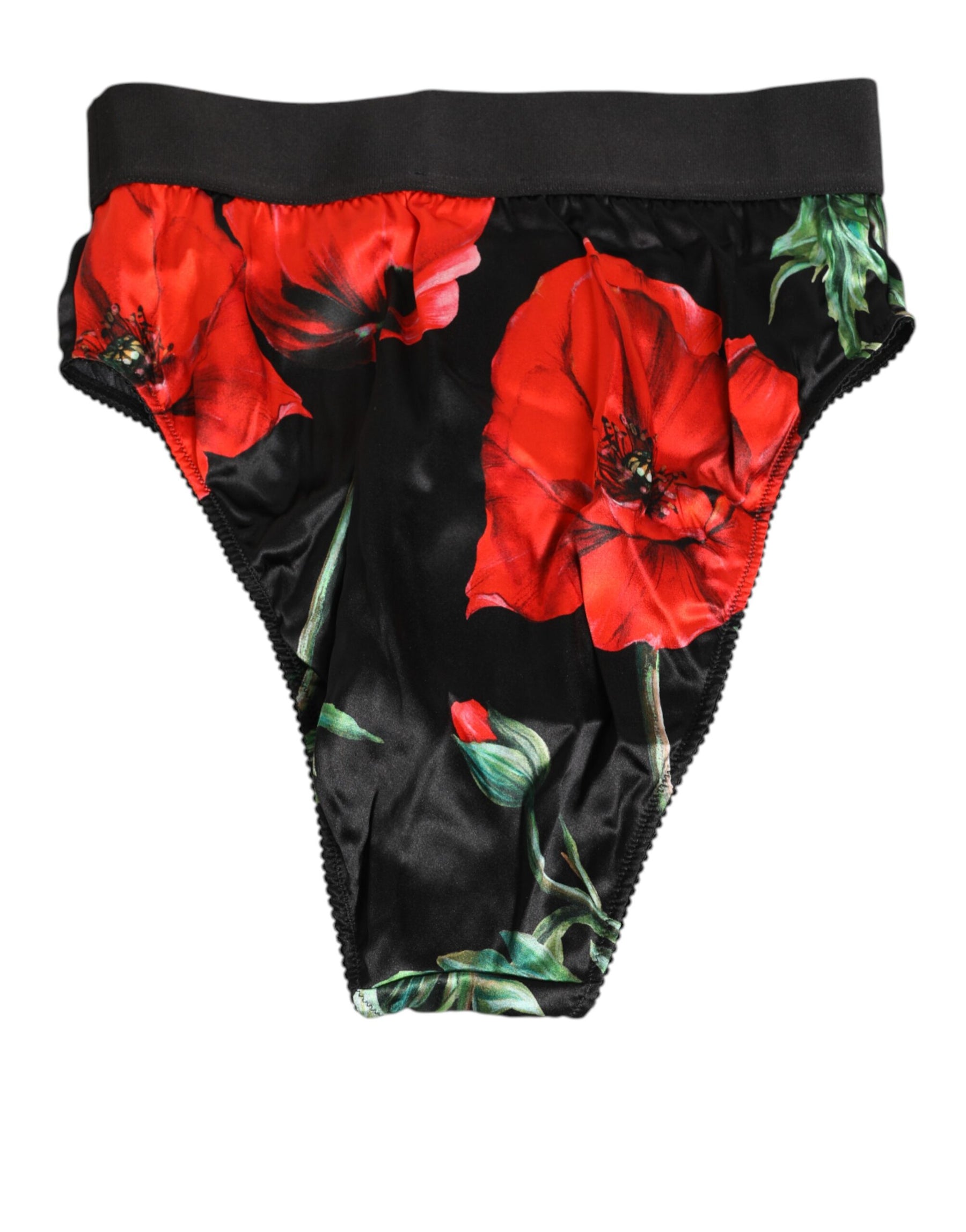Dolce & Gabbana Black Floral Print High Waist Sheer Mesh Underwear | Regal Royce