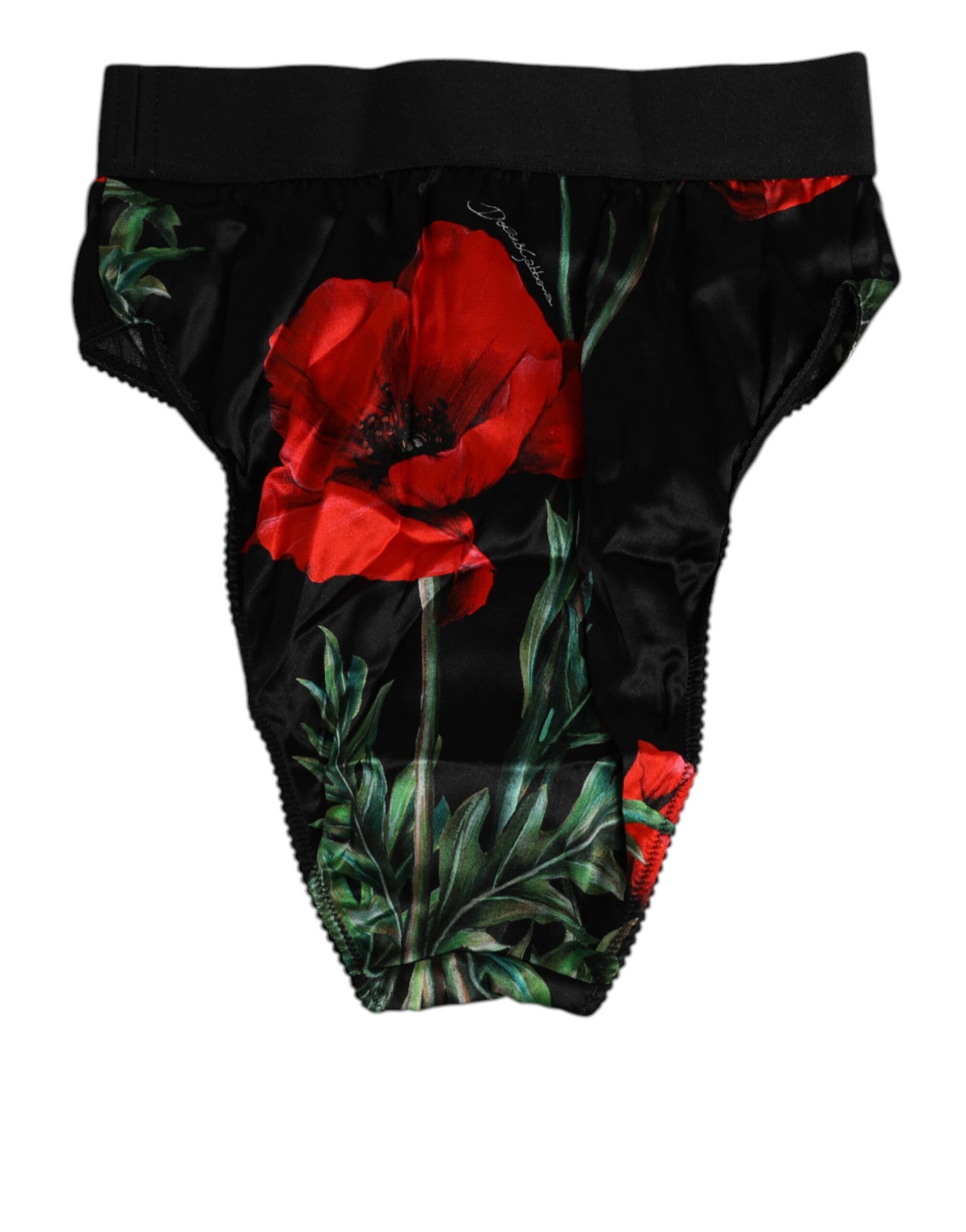 Dolce & Gabbana Black Floral Print High Waist Sheer Mesh Underwear | Regal Royce