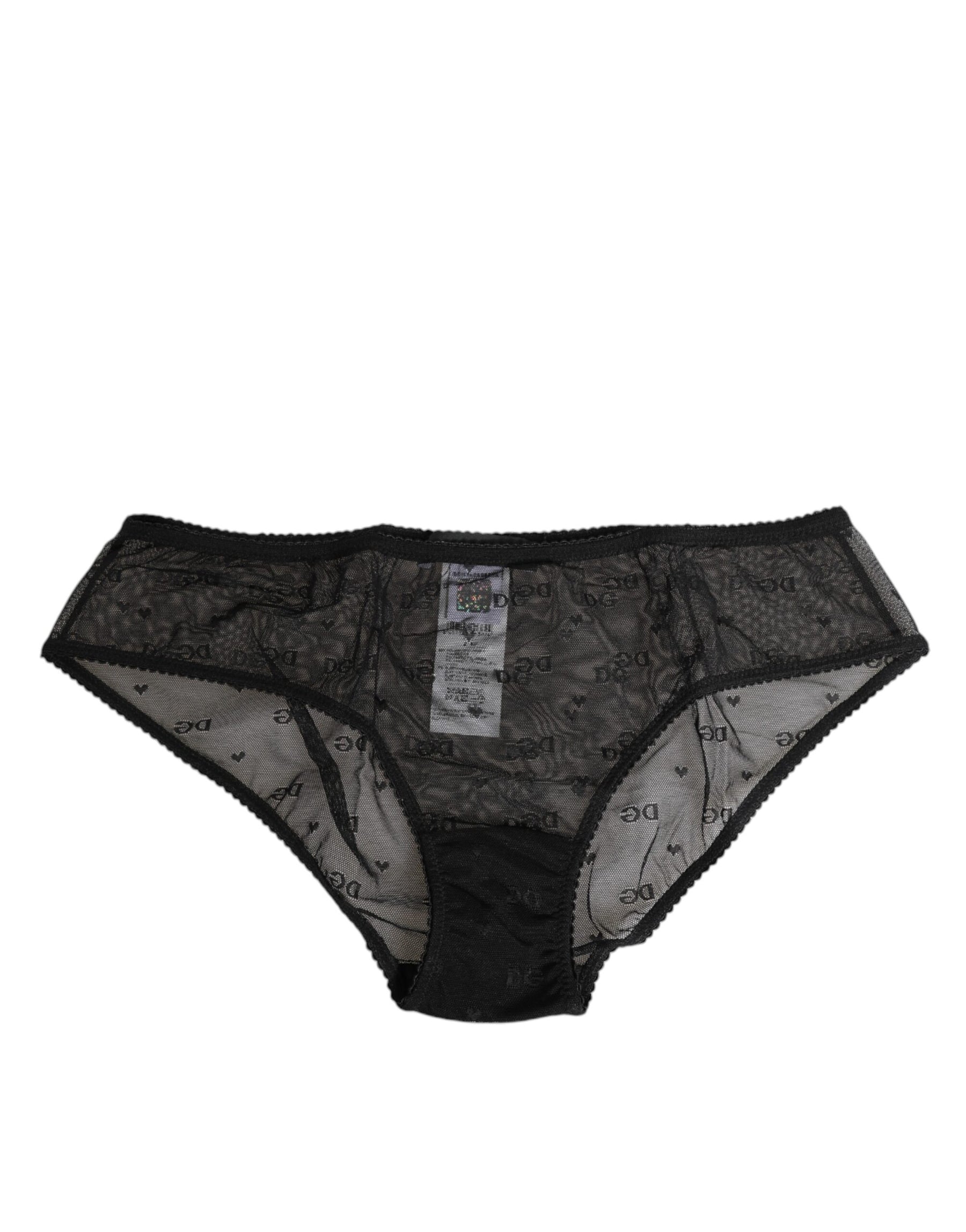 Dolce & Gabbana Black Sheer Mesh Lace Polka Dot Logo Underwear | Regal Royce
