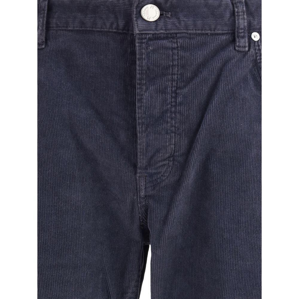 PT Torino Blue Cotton Casual Pants | Regal Royce