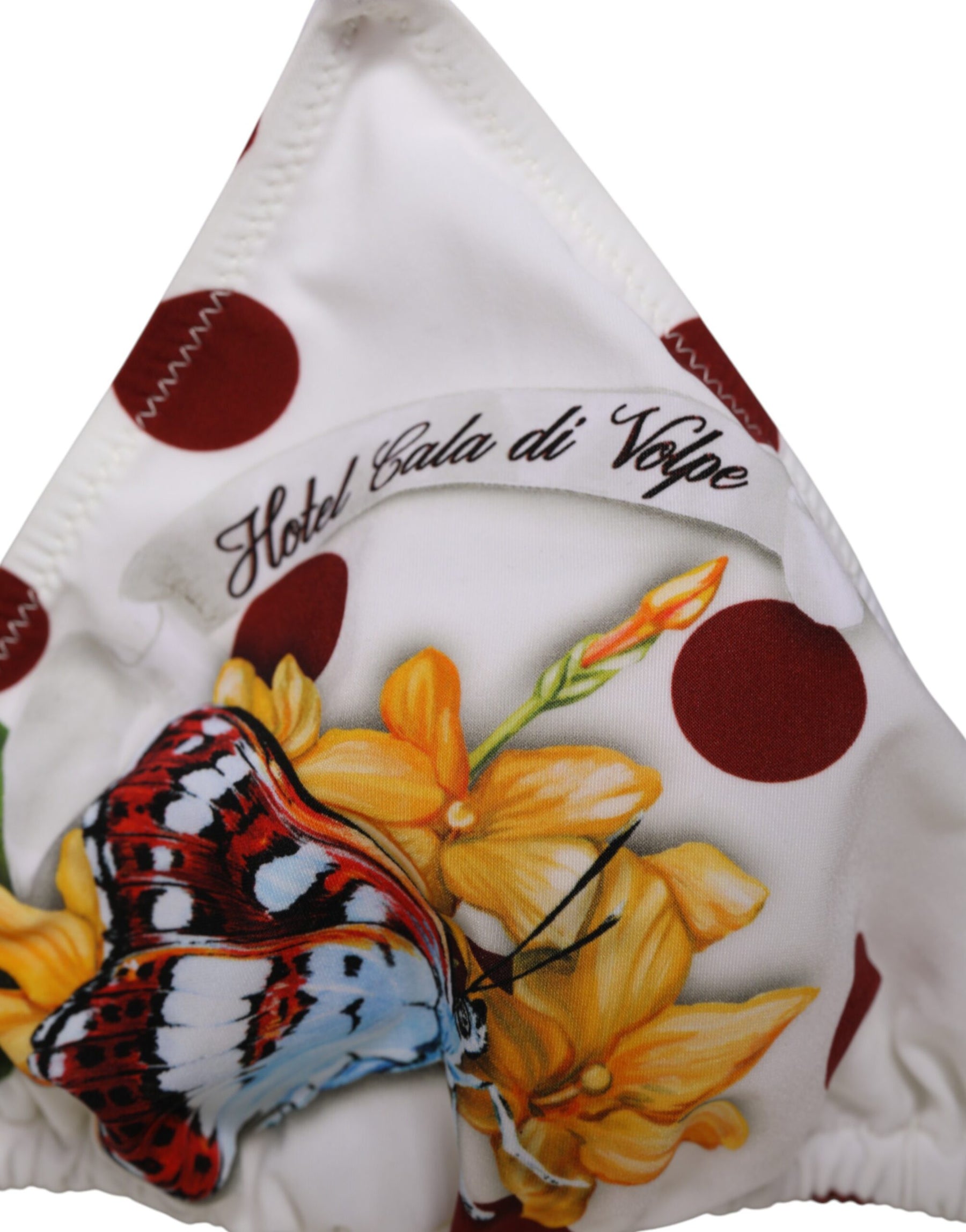 Dolce & Gabbana White Red Polka Dot Floral Print Triangle | Regal Royce
