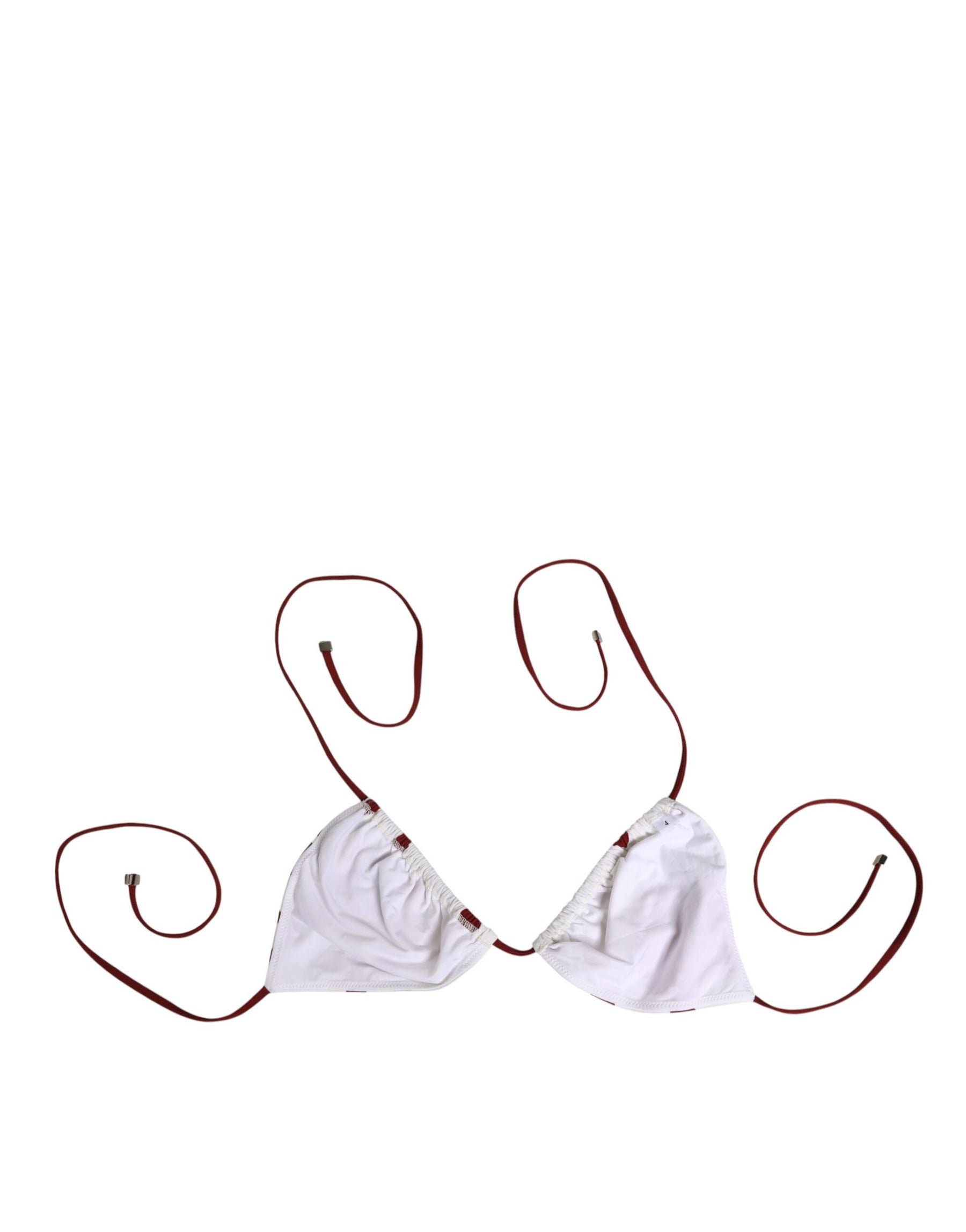 Dolce & Gabbana White Red Polka Dot Floral Print Triangle | Regal Royce