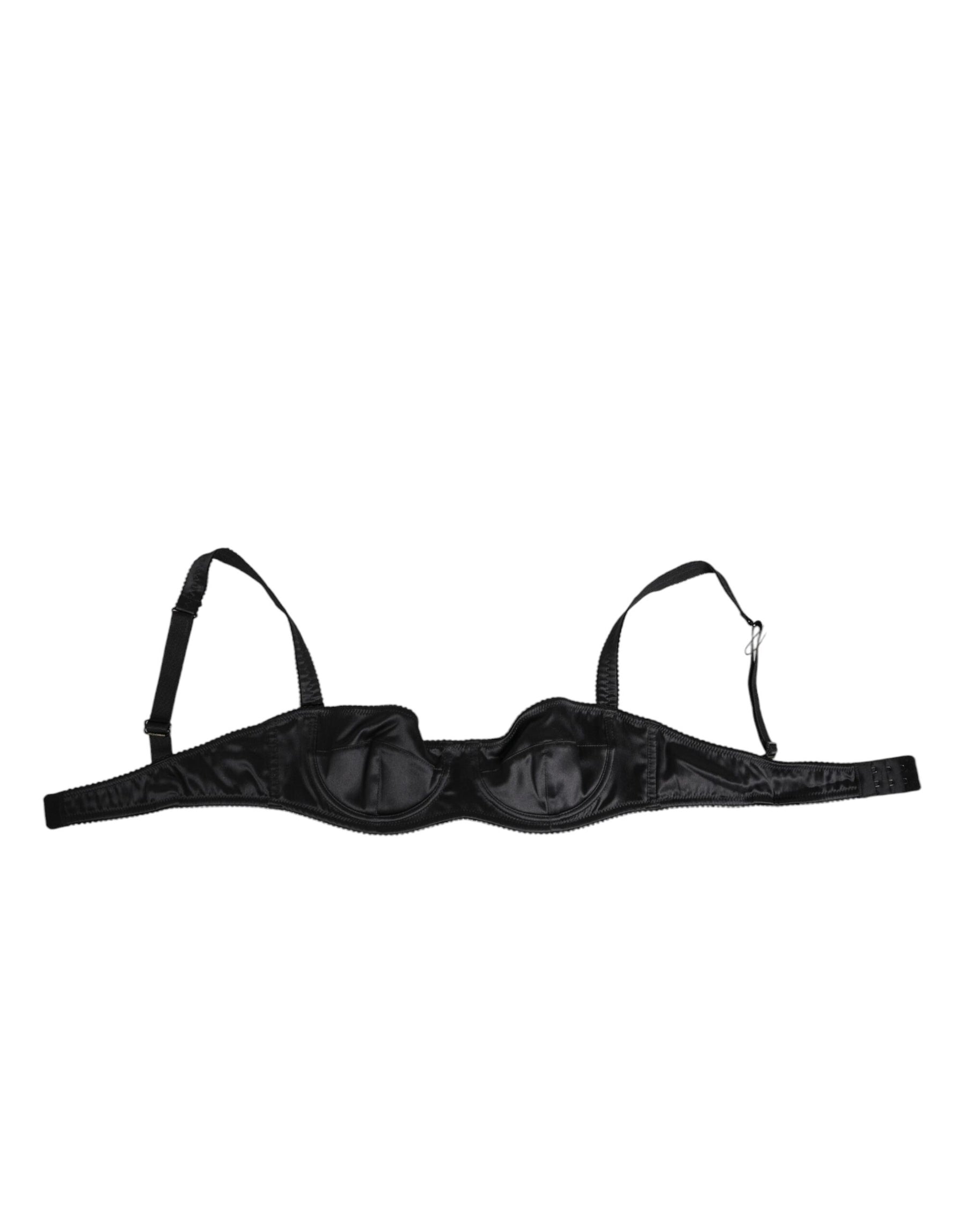 Dolce & Gabbana Black Satin Underwire Bra Lingerie IT2 Underwear | Regal Royce