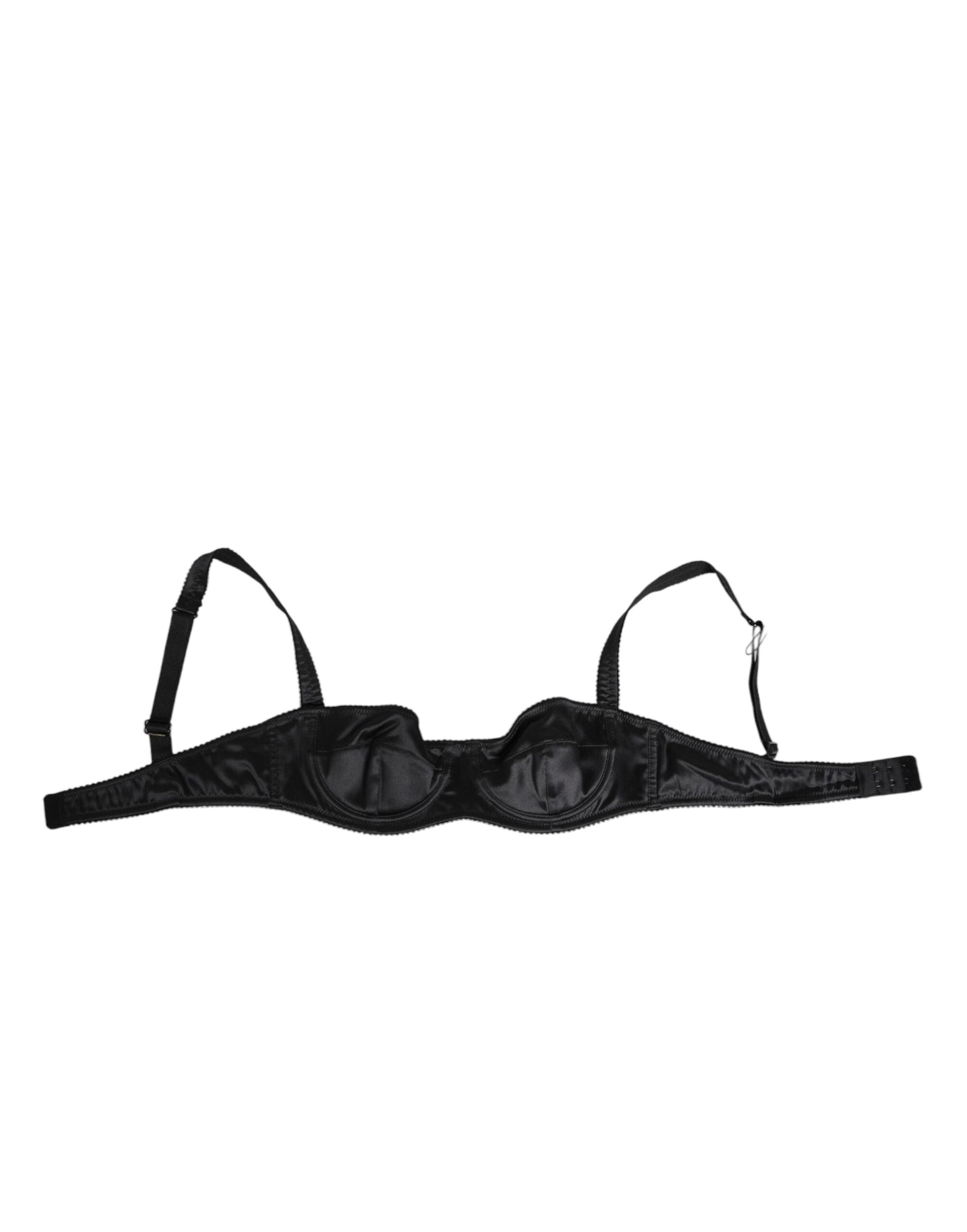 Dolce & Gabbana Black Satin Underwire Bra Lingerie IT2 Underwear | Regal Royce