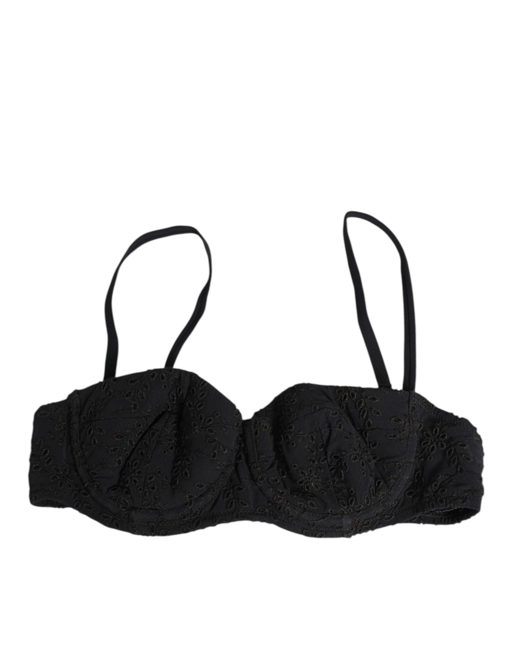 Dolce & Gabbana Black Polyester Embroidered Underwire Bra Underwear
