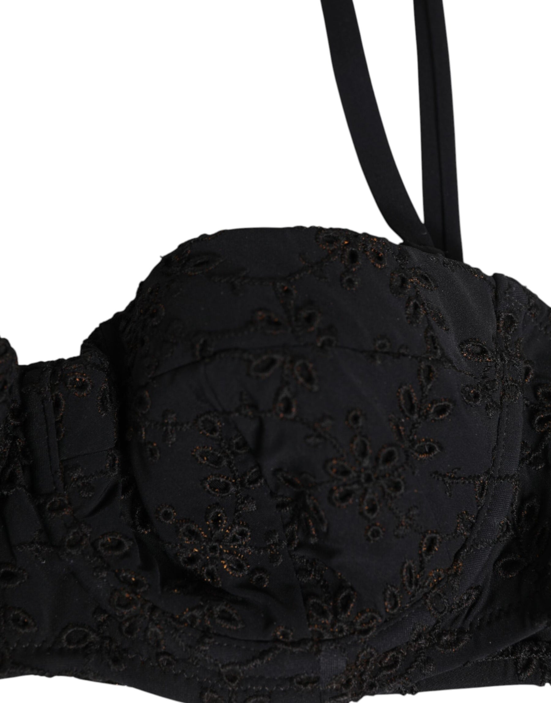 Dolce & Gabbana Black Polyester Embroidered Underwire Bra Underwear | Regal Royce