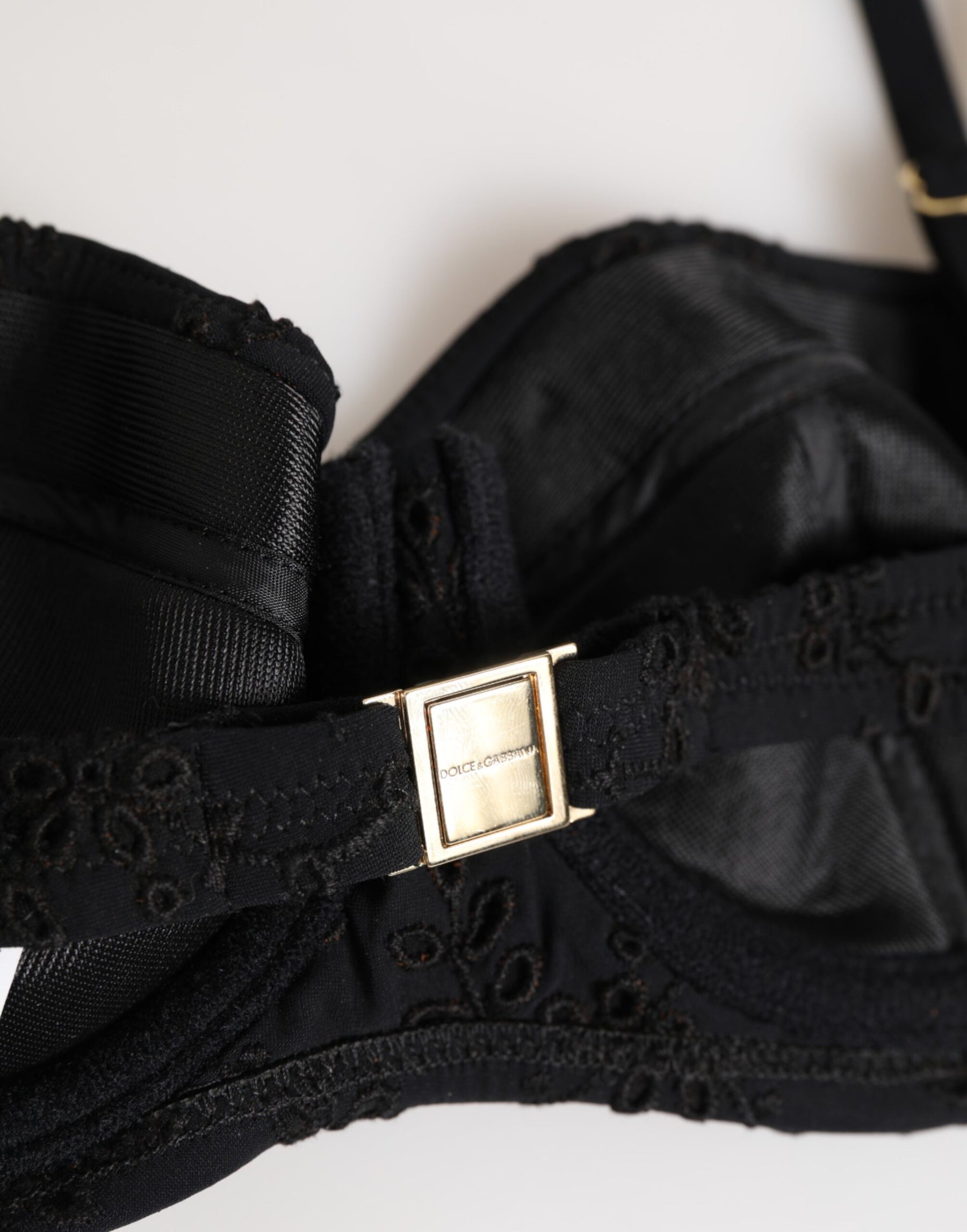 Dolce & Gabbana Black Polyester Embroidered Underwire Bra Underwear | Regal Royce