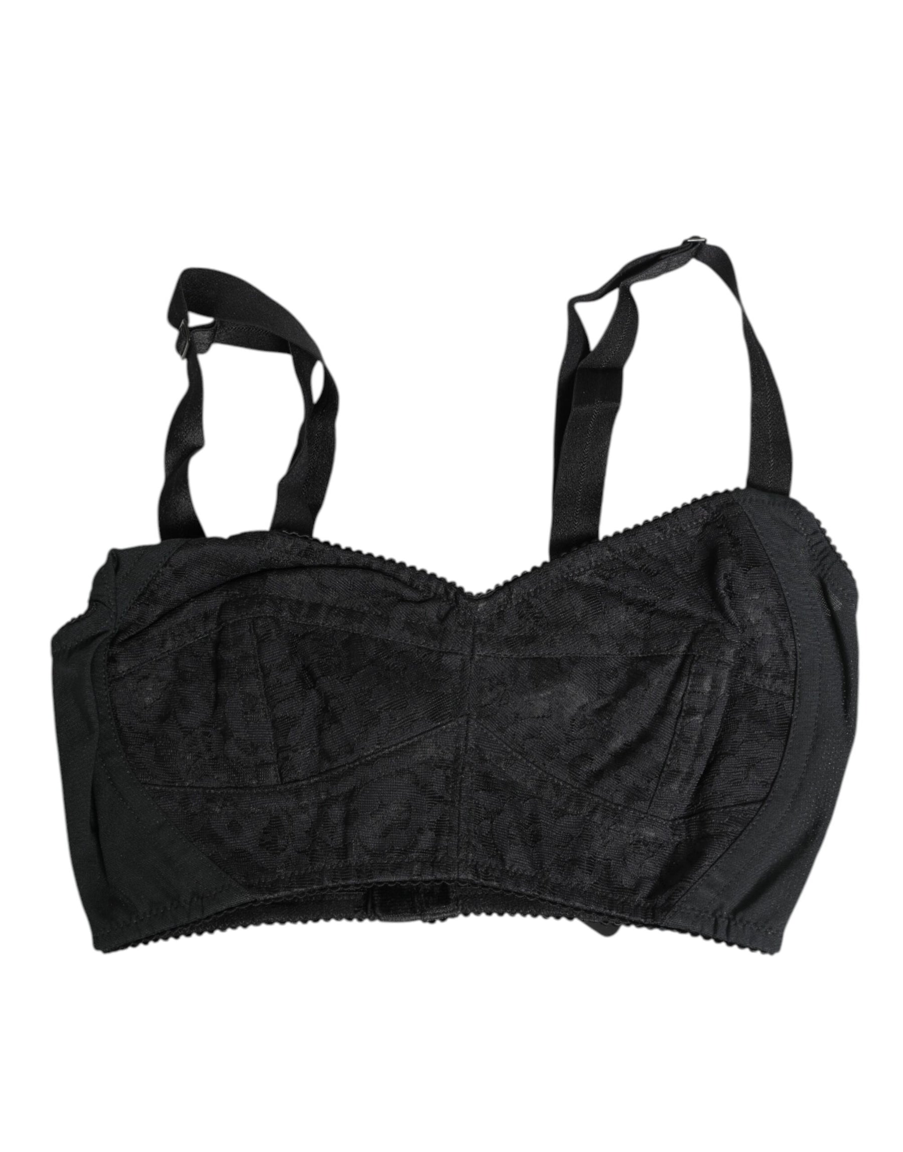 Dolce & Gabbana Black Stretch Nylon Bustier Bra Underwear | Regal Royce