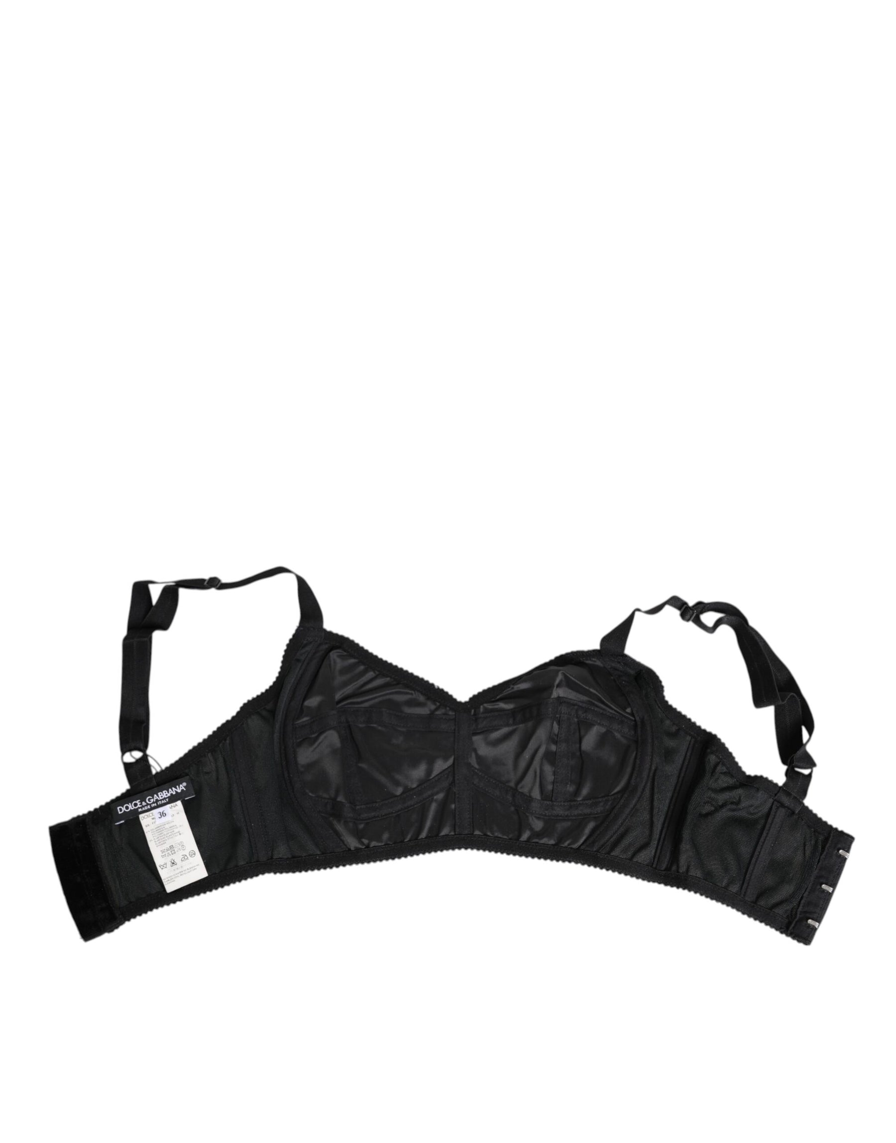 Dolce & Gabbana Black Stretch Nylon Bustier Bra Underwear | Regal Royce