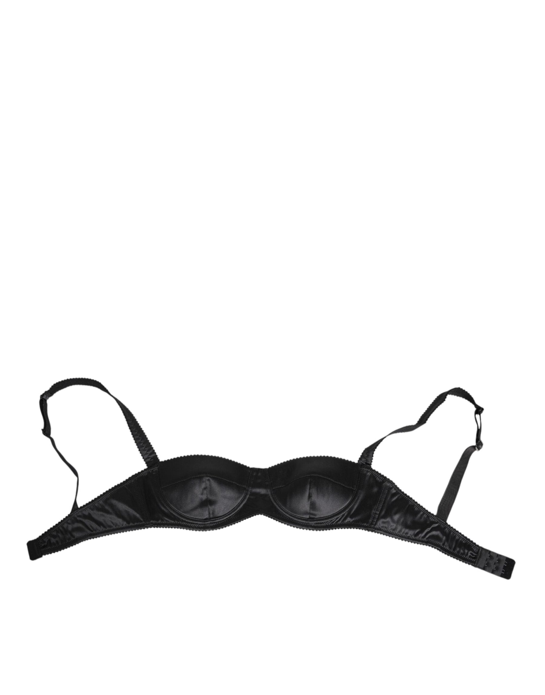 Dolce & Gabbana Black Silk Satin Wireless Lingerie Bra Underwear | Regal Royce