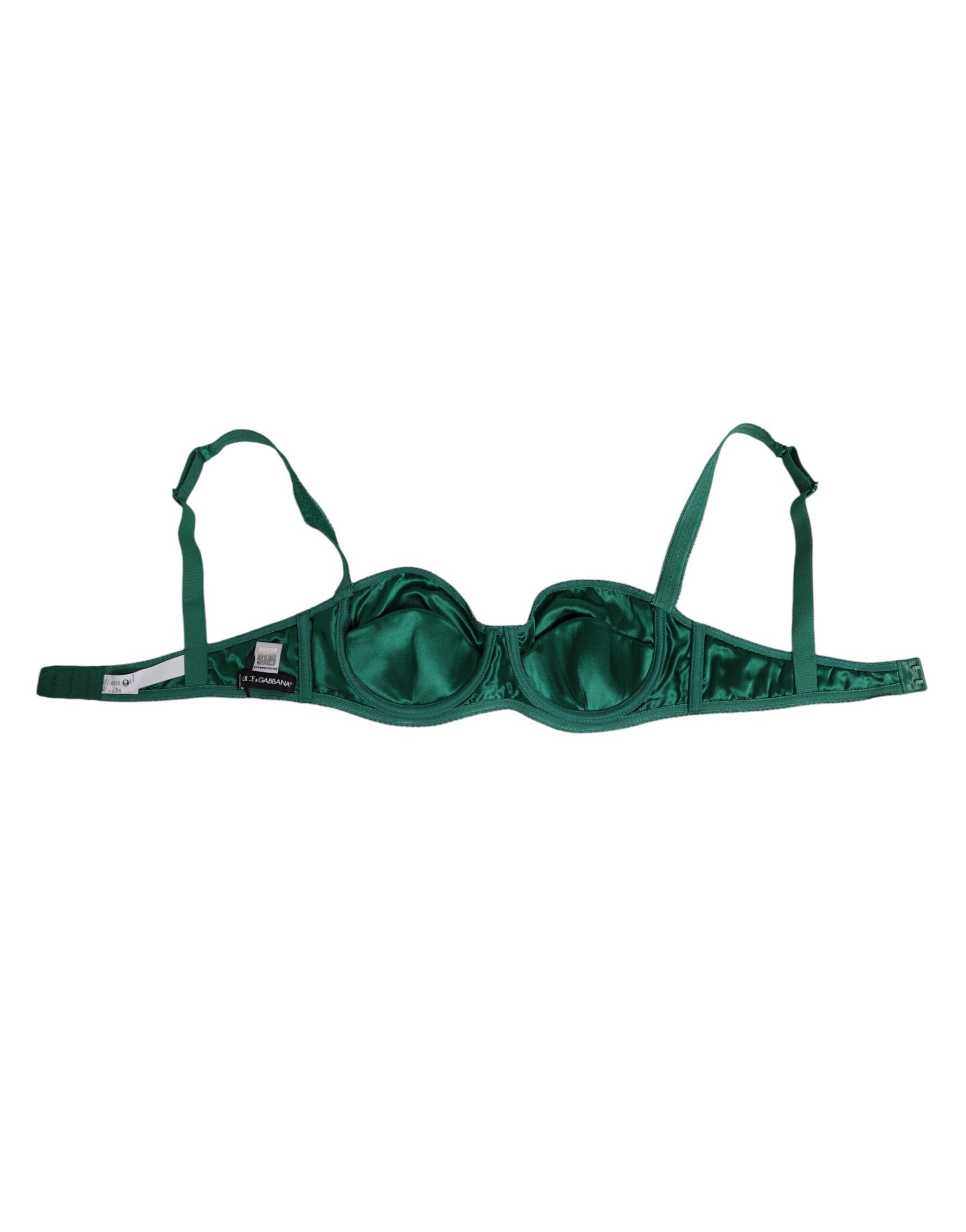 Dolce & Gabbana Green Satin Semi-Padded Underwire Musk Underwear | Regal Royce