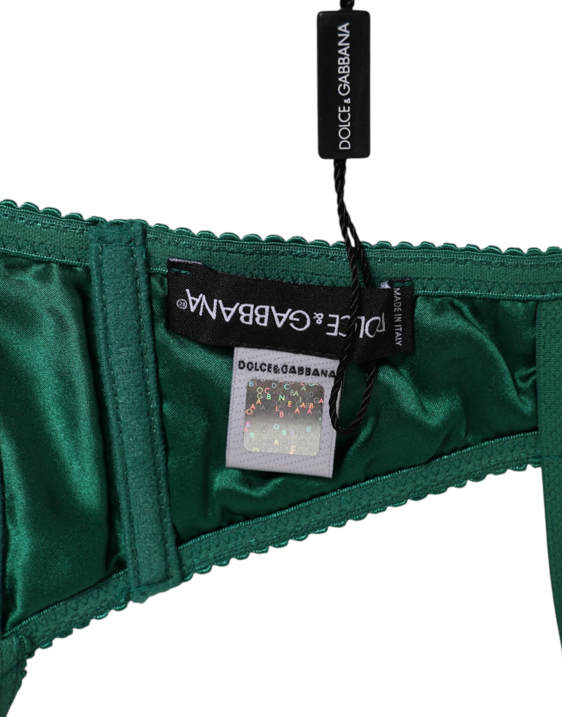 Dolce & Gabbana Green Satin Semi-Padded Underwire Musk Underwear | Regal Royce
