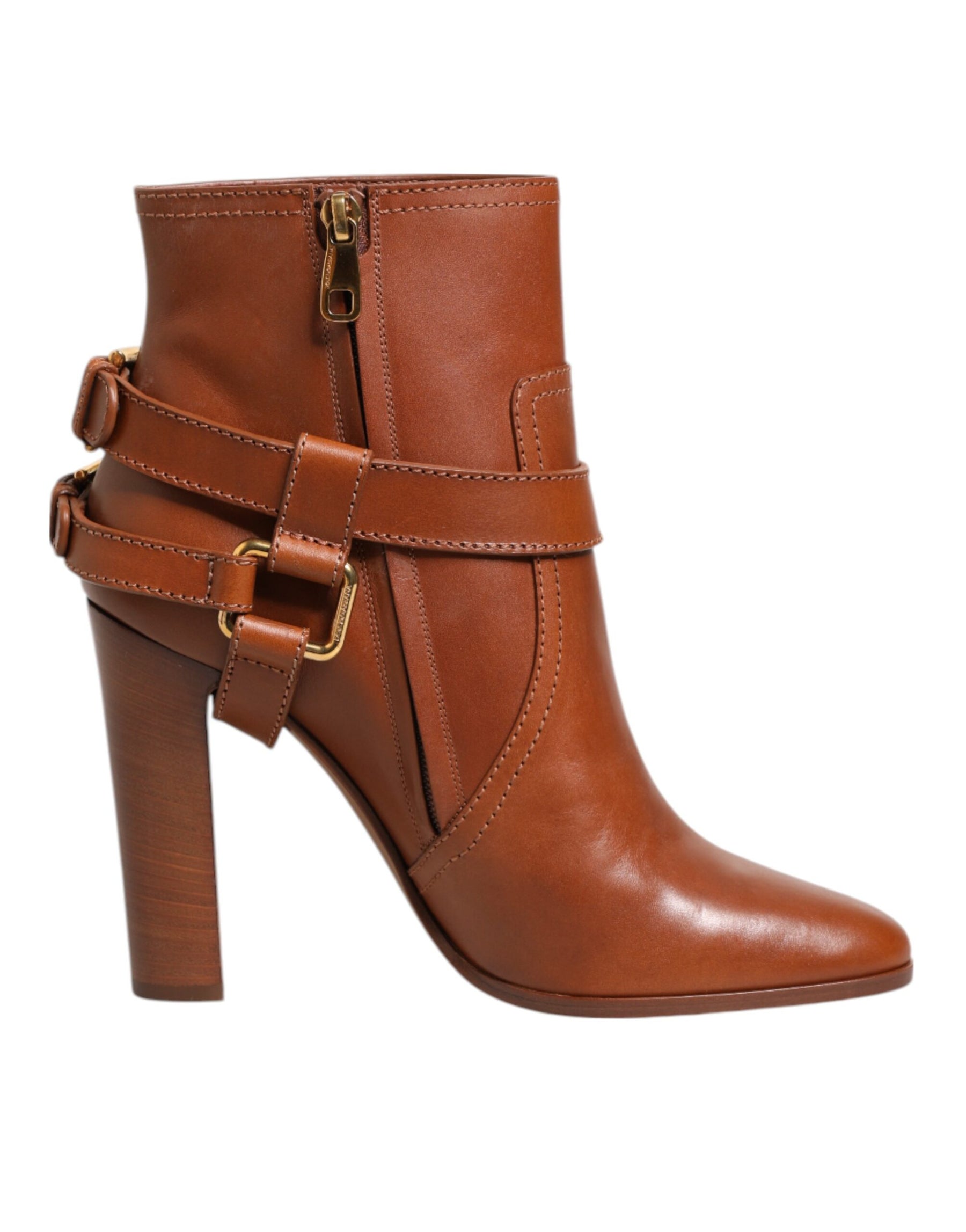 Dolce & Gabbana Brown Leather DG Logo Buckle Ankle Boots Shoes | Regal Royce
