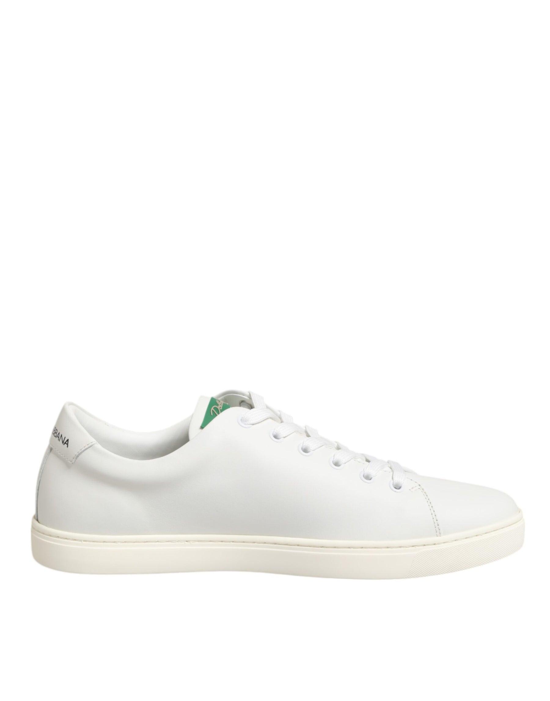Dolce & Gabbana White Leather Rose Embroidery Low-Top  Shoes | Regal Royce