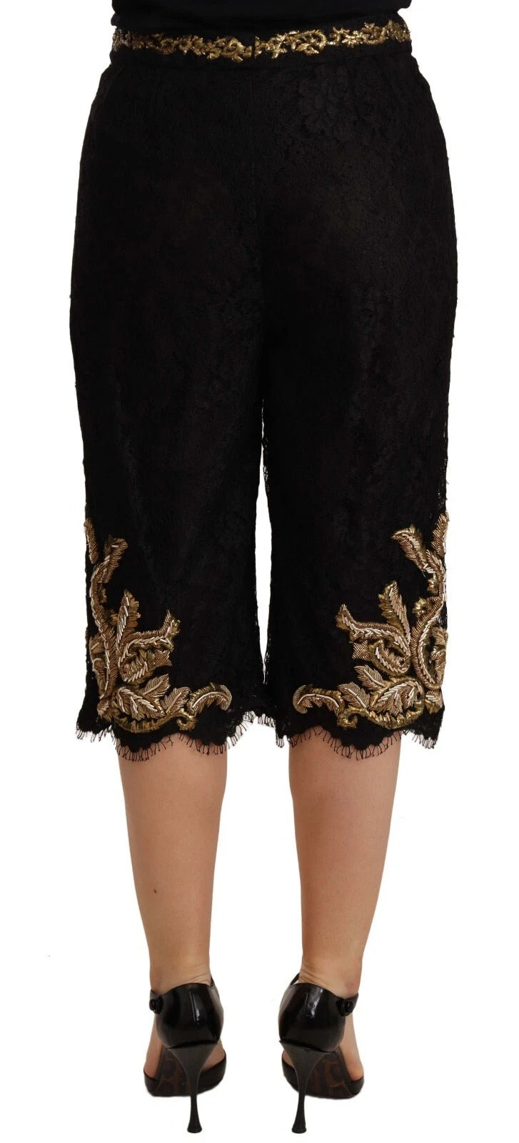 Dolce & Gabbana Black Lace Gold Baroque SPECIAL PIECE Shorts | Regal Royce