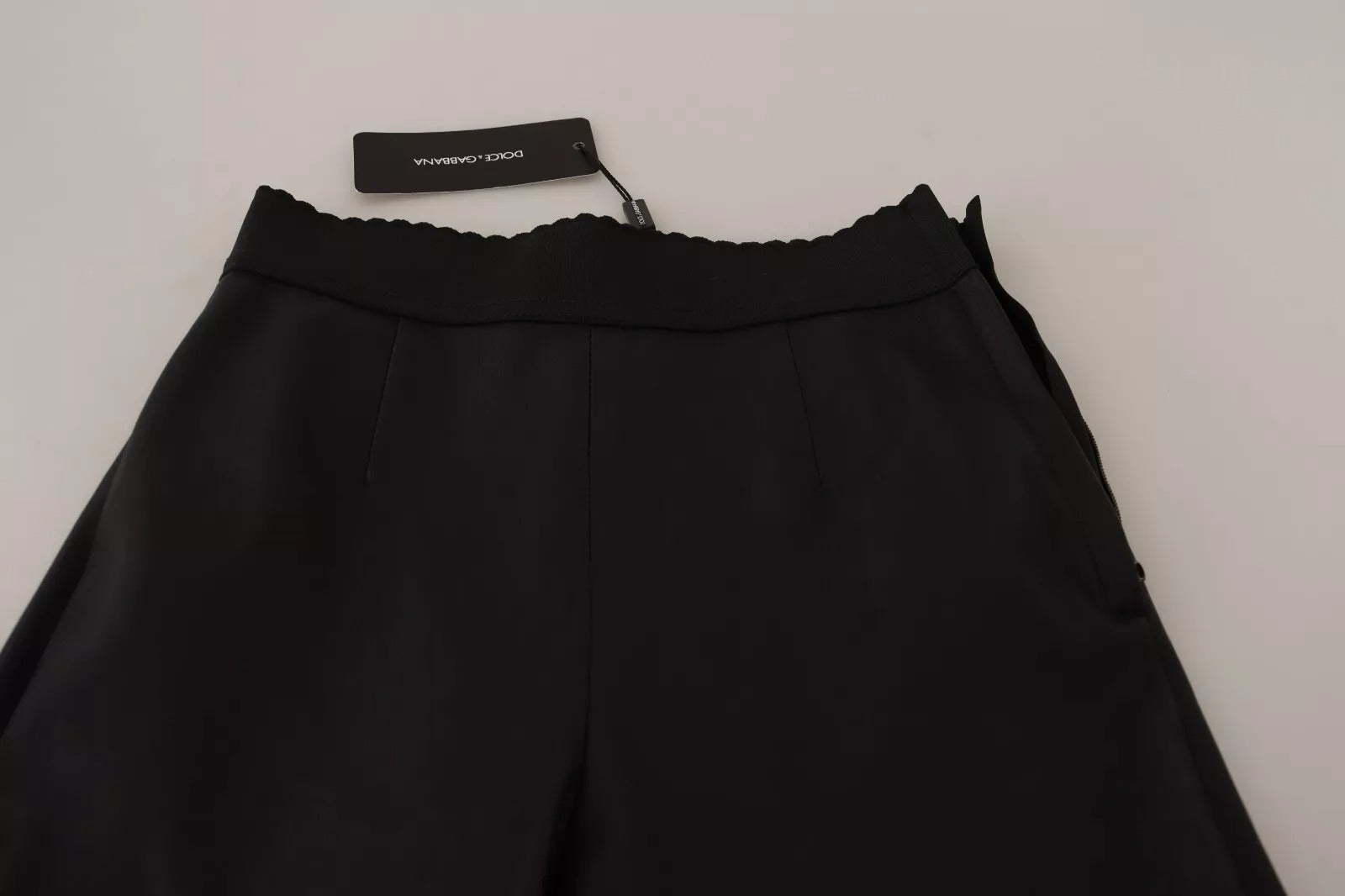 Dolce & Gabbana Black Leather Elastic Waist Trouser Pants | Regal Royce