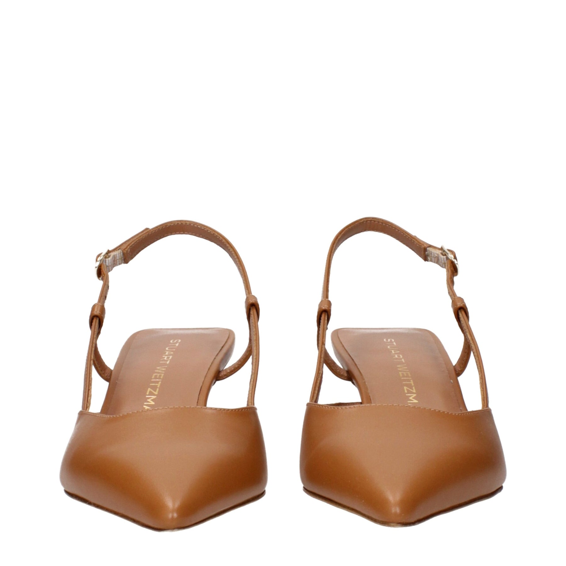 Stuart Weitzman Brown Leather Mid Heel Pumps | Regal Royce