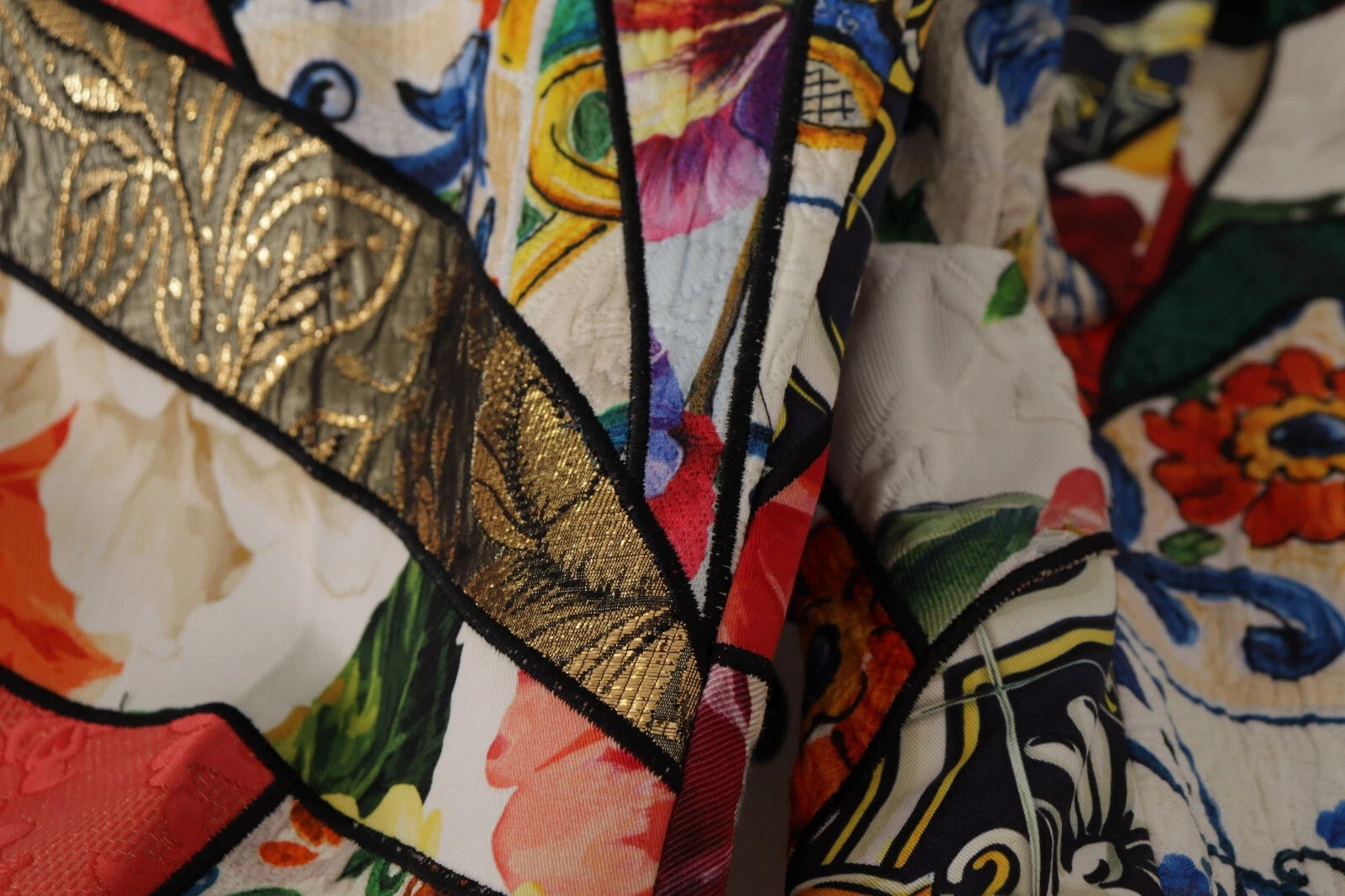 Dolce & Gabbana Multicolor Patchwork Jacquard High Waist Pants | Regal Royce