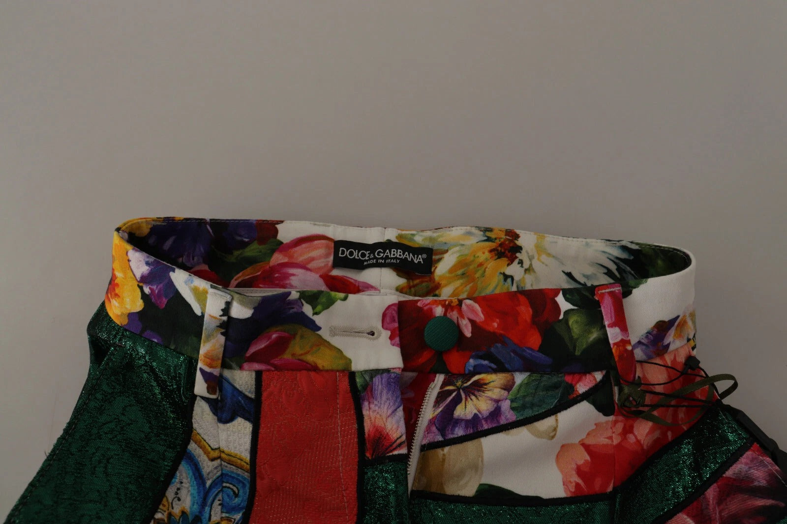Dolce & Gabbana Multicolor Patchwork Jacquard High Waist Pants | Regal Royce