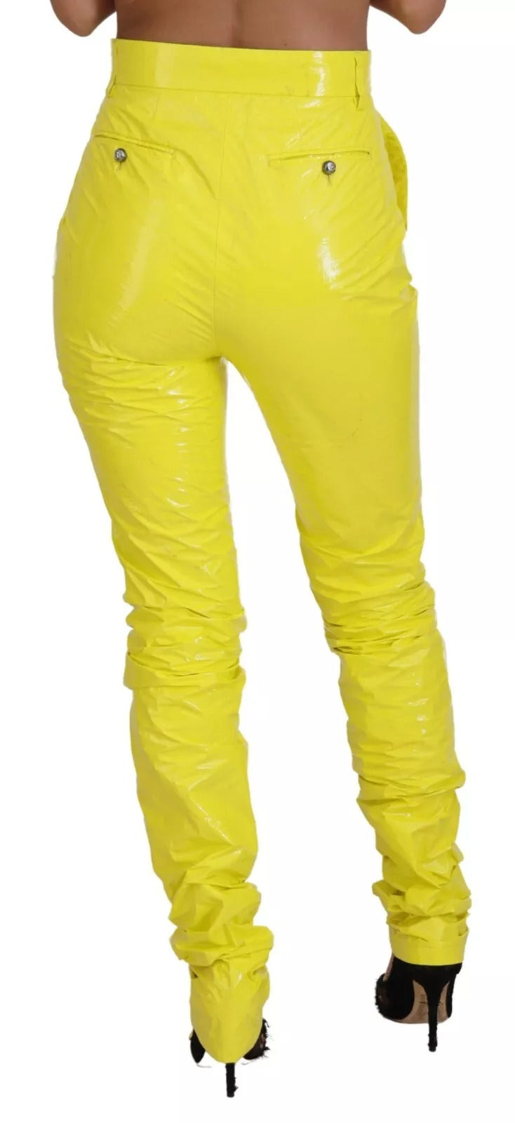 Dolce & Gabbana Yellow High Waist Skinny Women Trouser Pants | Regal Royce