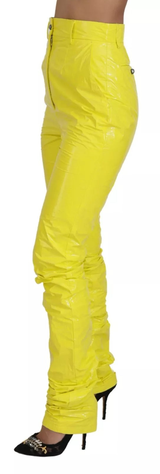 Dolce & Gabbana Yellow High Waist Skinny Women Trouser Pants | Regal Royce