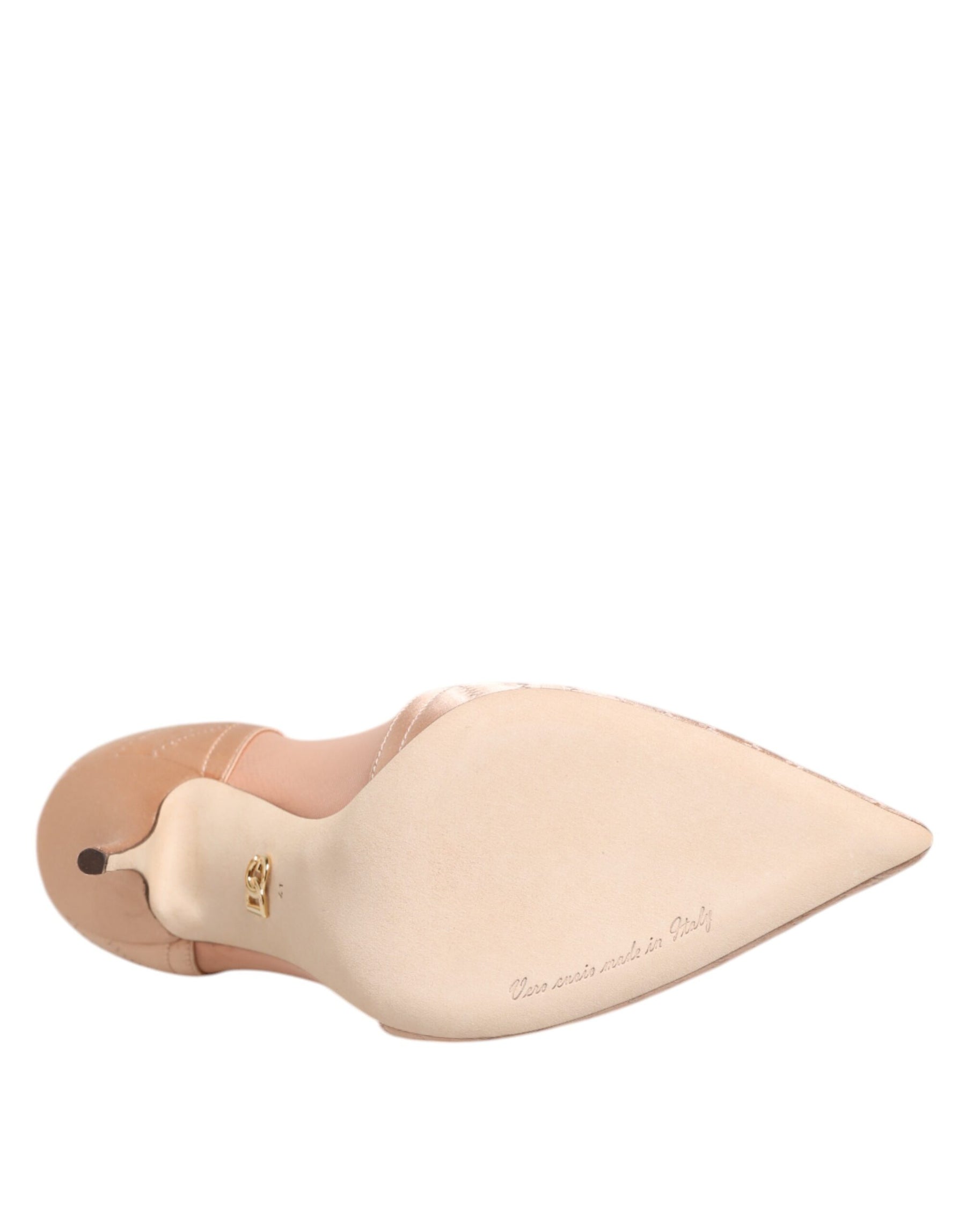 Dolce & Gabbana Cipria Nude Satin Mesh Stiletto Pumps Shoes | Regal Royce