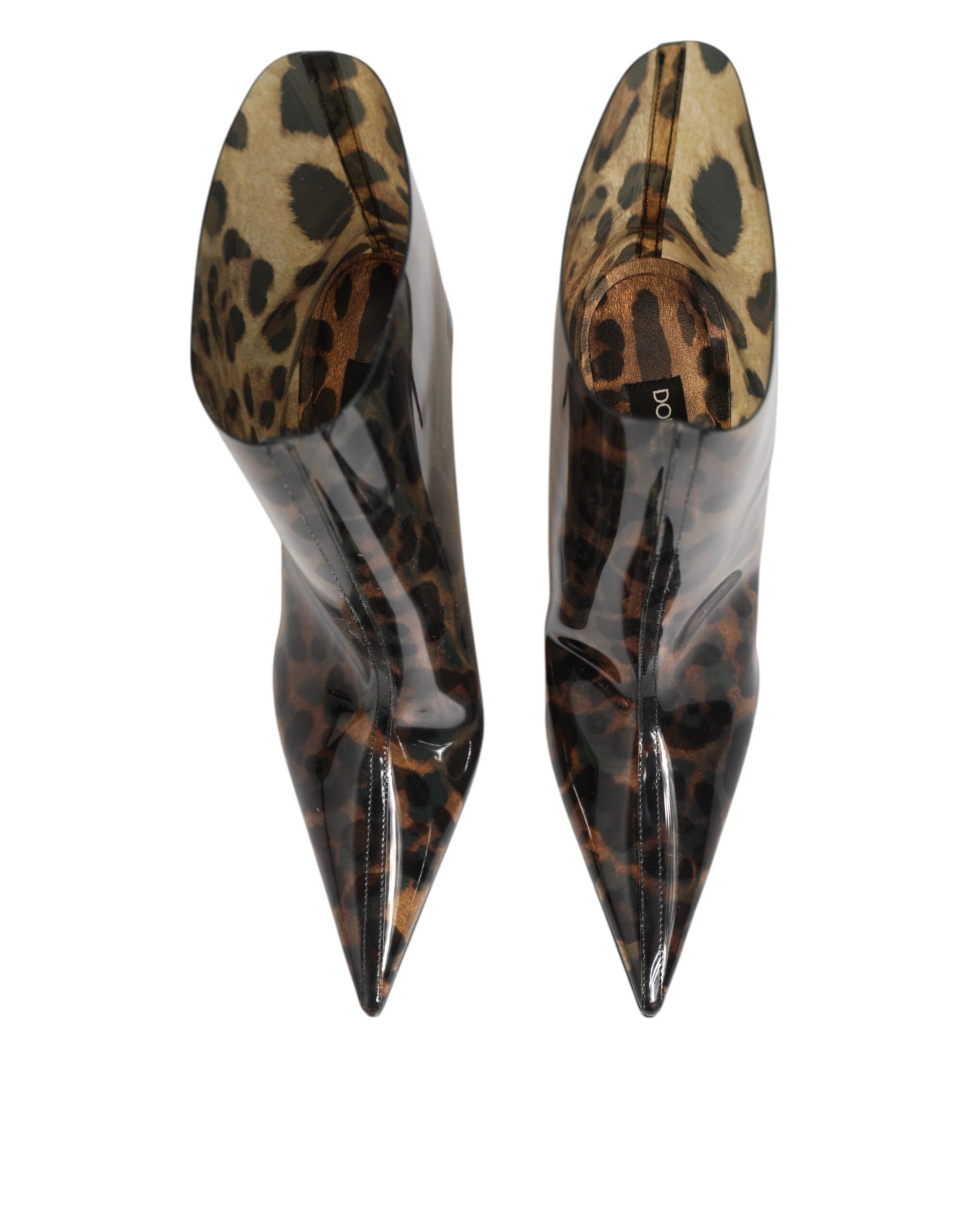 Dolce & Gabbana Leopard Print PVC Pointed Toe Boots Shoes | Regal Royce