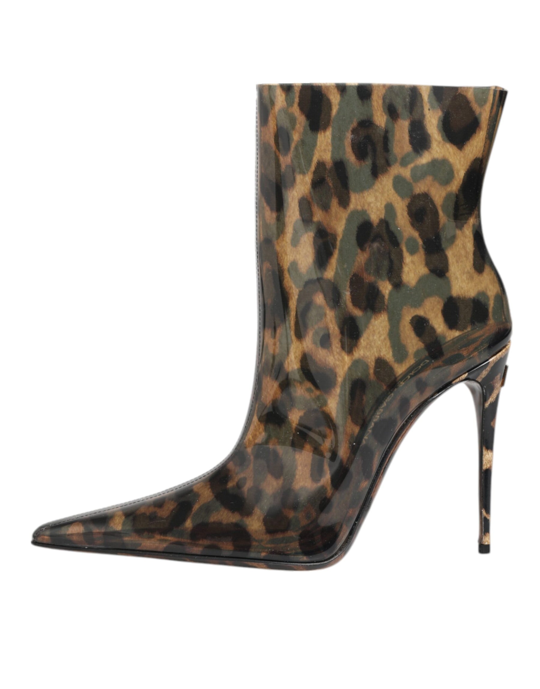 Dolce & Gabbana Leopard Print PVC Pointed Toe Boots Shoes | Regal Royce