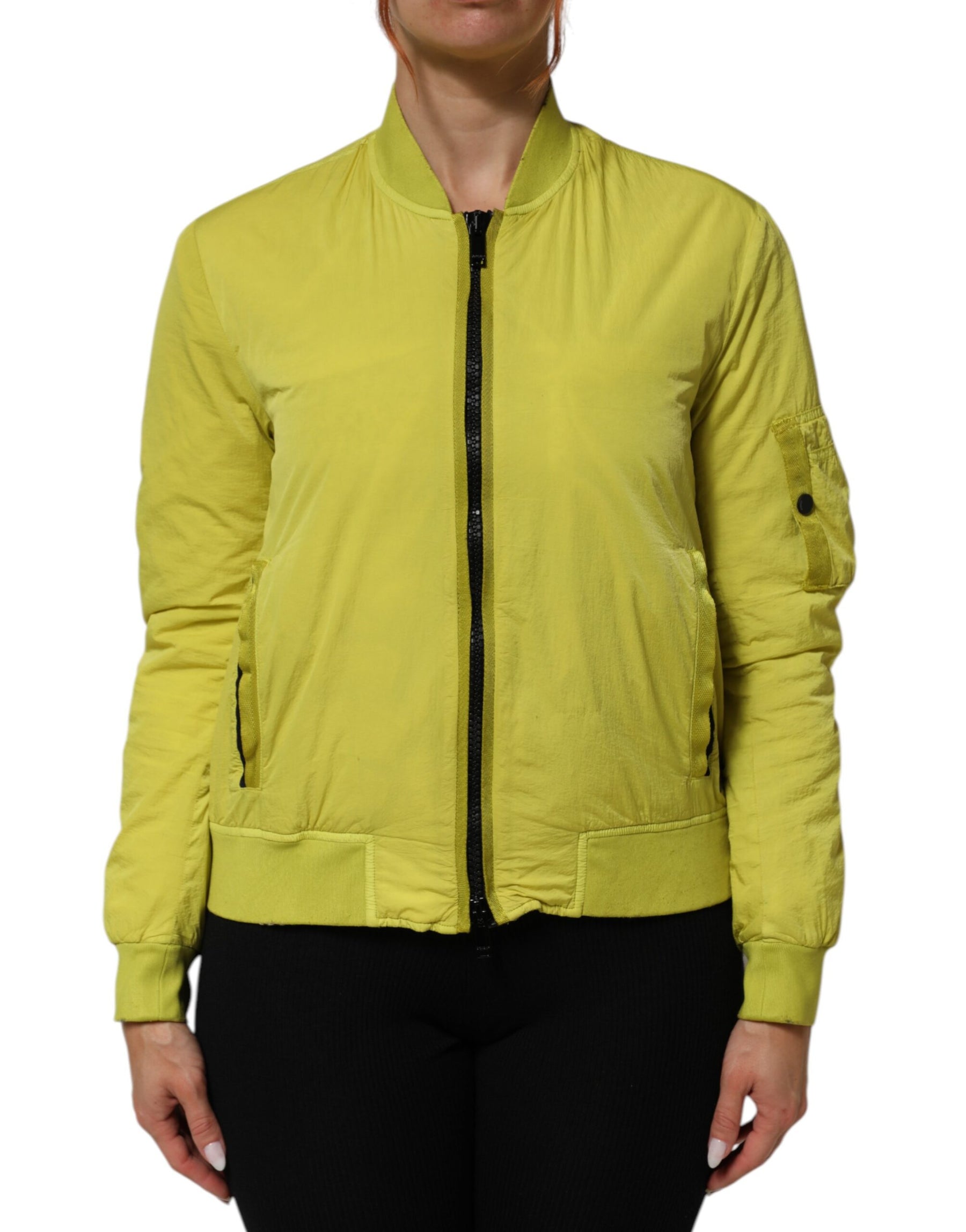 Dondup Yellow Polyamide Zipper Bomber Women’s Jacket | Regal Royce