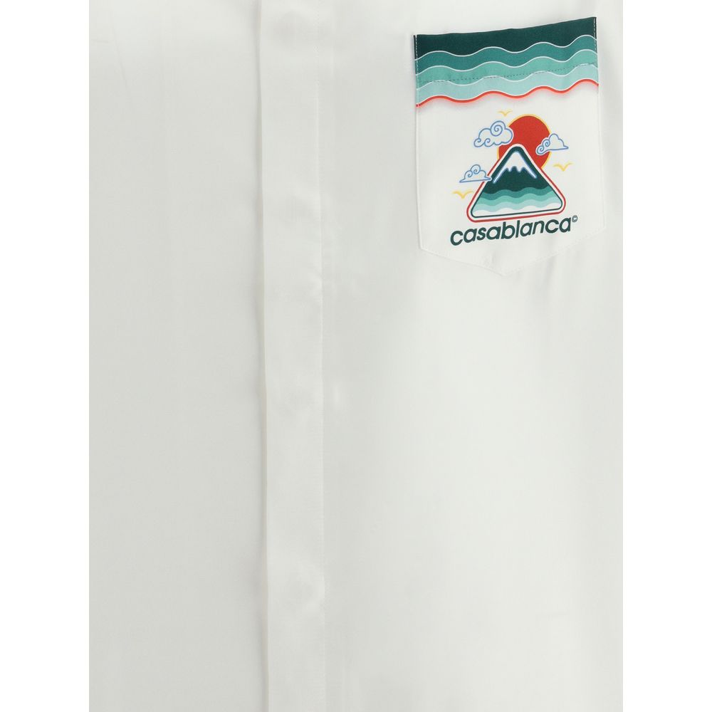 Casablanca White Silk Pattern Shirt | Regal Royce